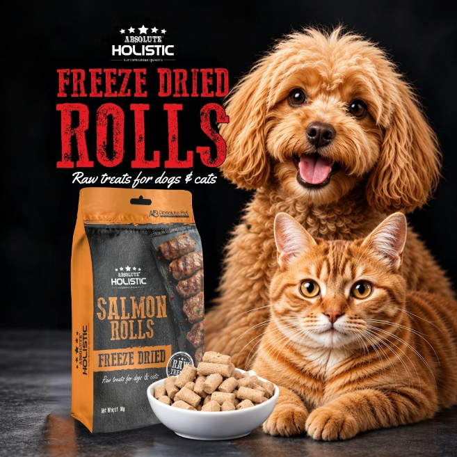 Absolute Holistic Freeze Dried Raw Treats for Cats & Dogs - Salmon Rolls (60g)