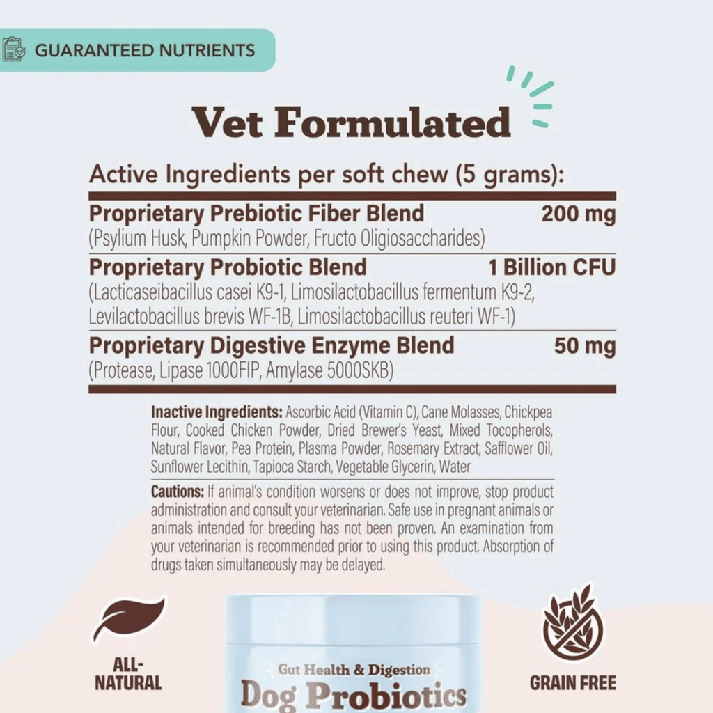 [Vet Approved] Natural Dog Probiotic Supplement (45 chews)