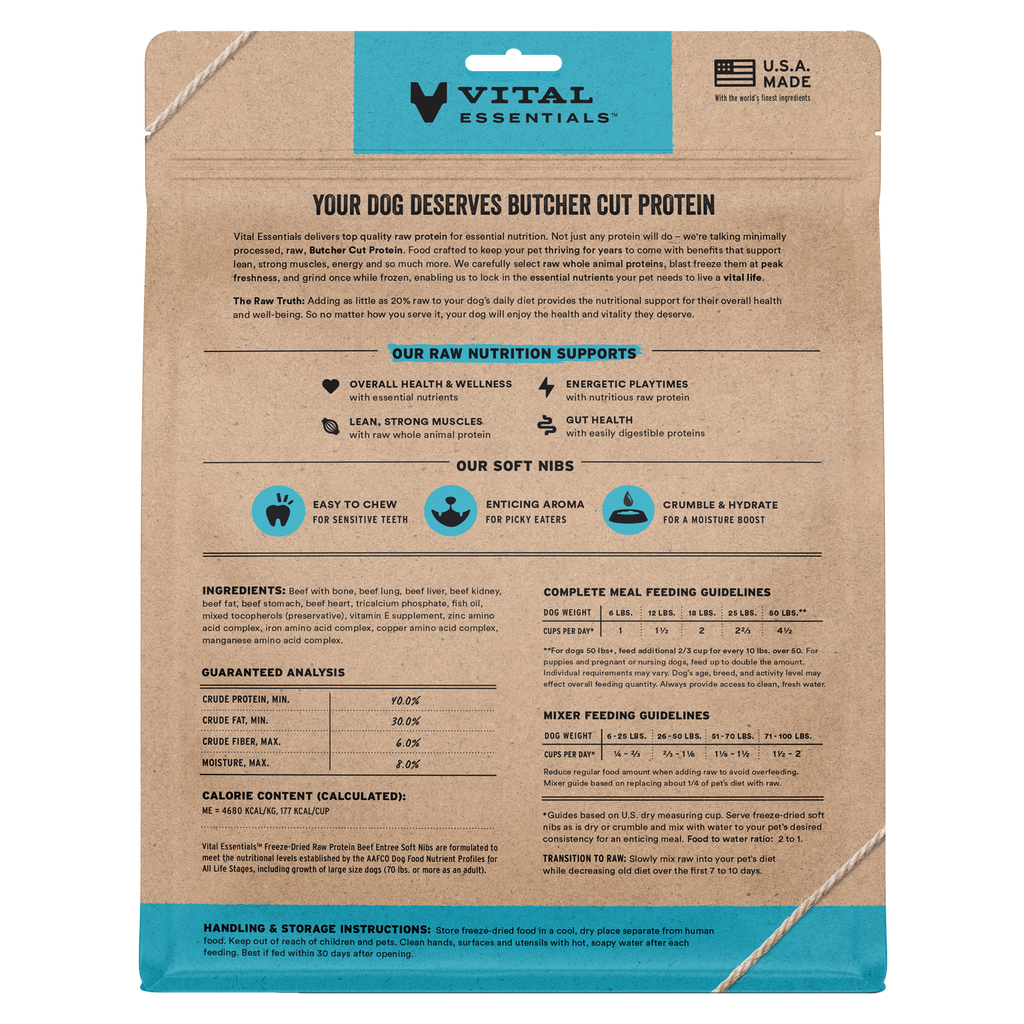 Vital Essentials® Freeze-Dried Raw Beef Entree & Mixer Dog Food Soft Nibs, 14 oz