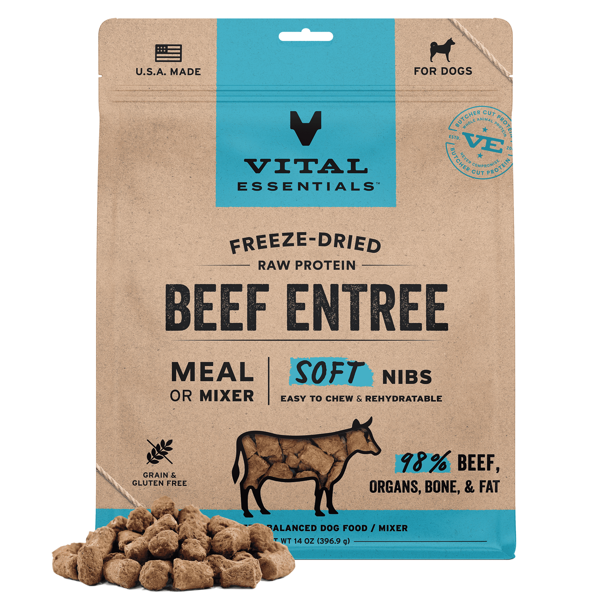 Vital Essentials® Freeze-Dried Raw Beef Entree & Mixer Dog Food Soft Nibs, 14 oz