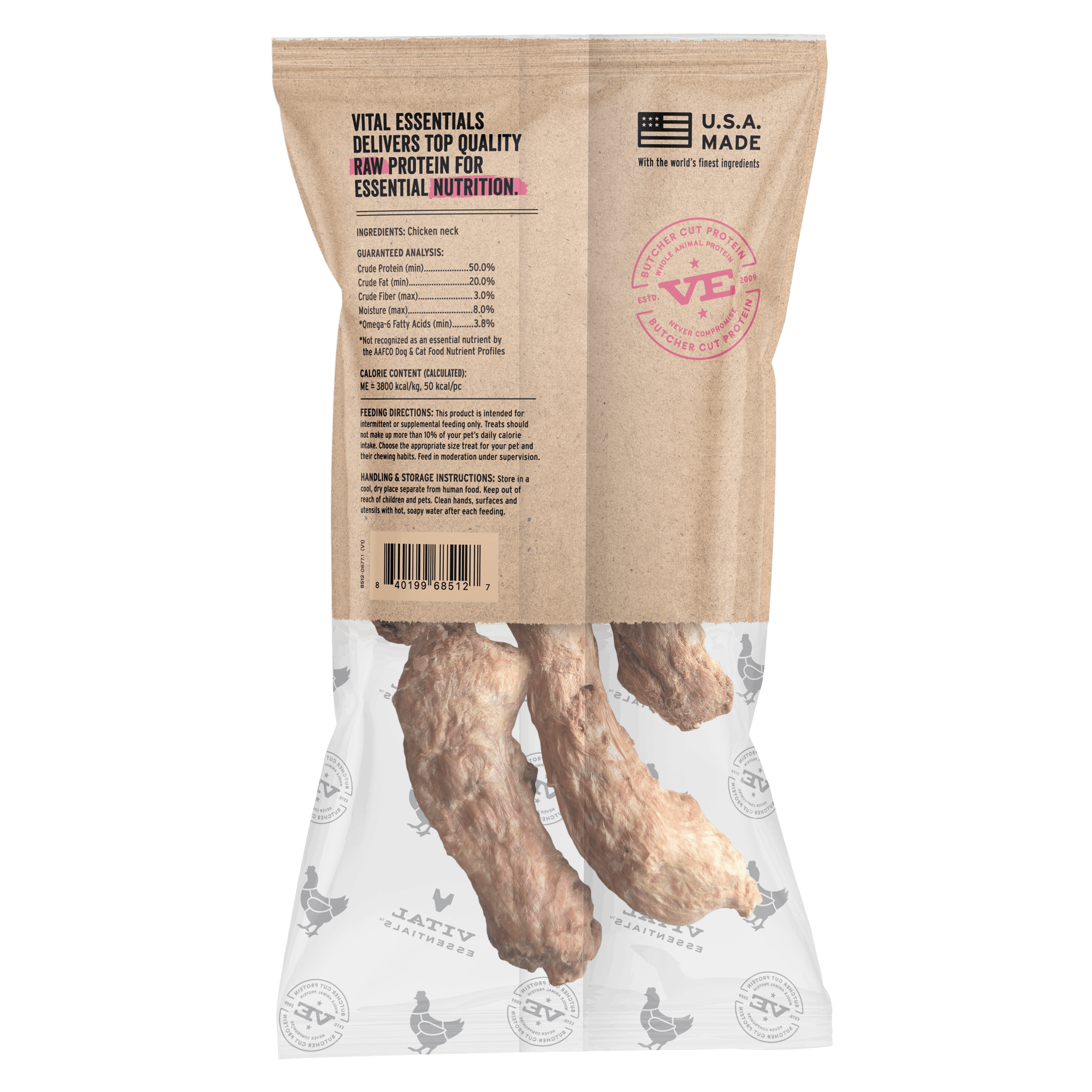 Vital Essentials RAW BAR Freeze-Dried Raw Chicken Necks Dog & Cat Treat, 1.23 oz