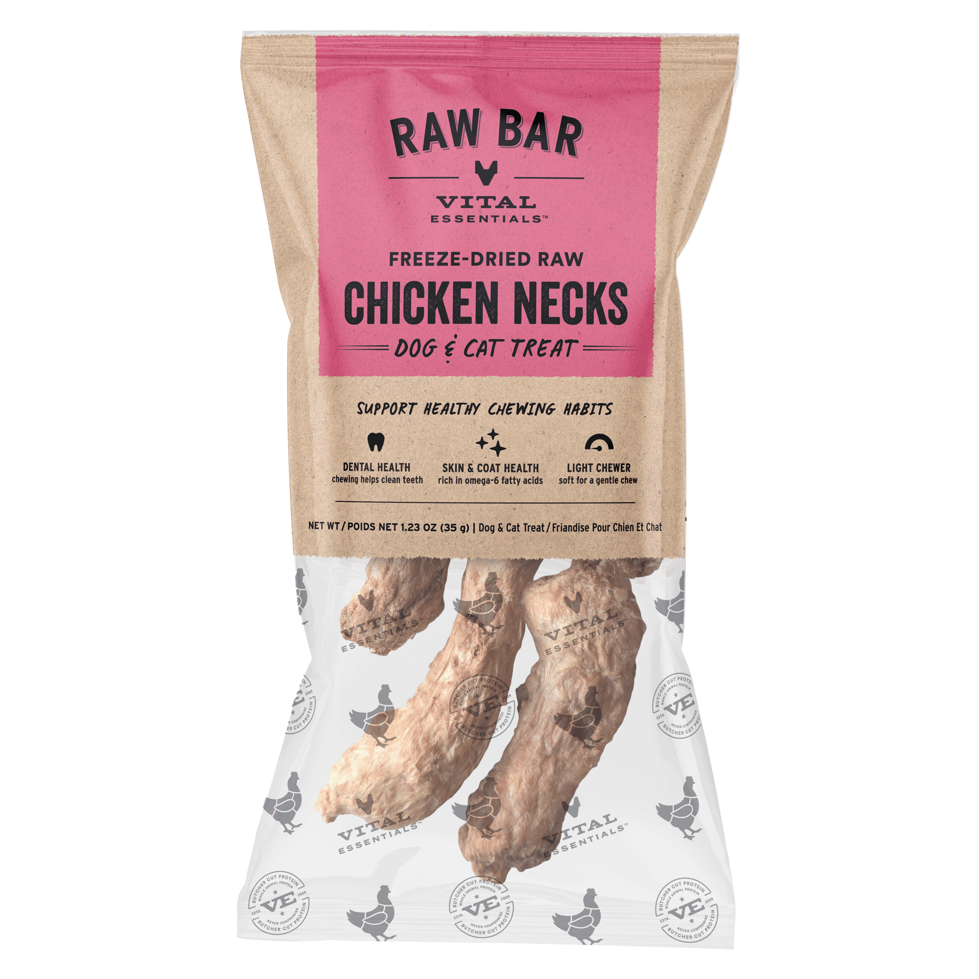 Vital Essentials RAW BAR Freeze-Dried Raw Chicken Necks Dog & Cat Treat, 1.23 oz