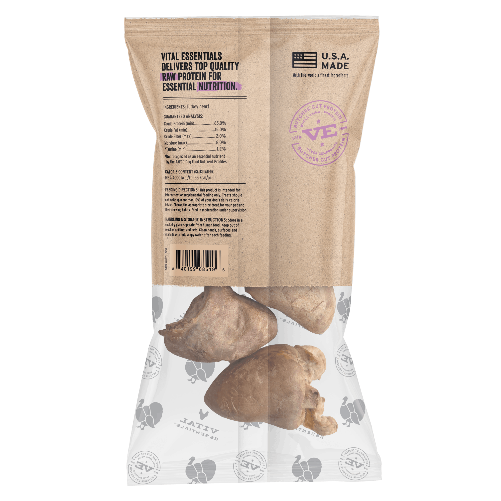 Vital Essentials RAW BAR Freeze-Dried Raw Turkey Hearts Dog Treat, 1.6 oz