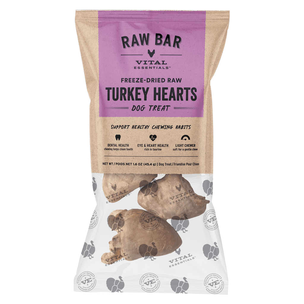 Vital Essentials RAW BAR Freeze-Dried Raw Turkey Hearts Dog Treat, 1.6 oz