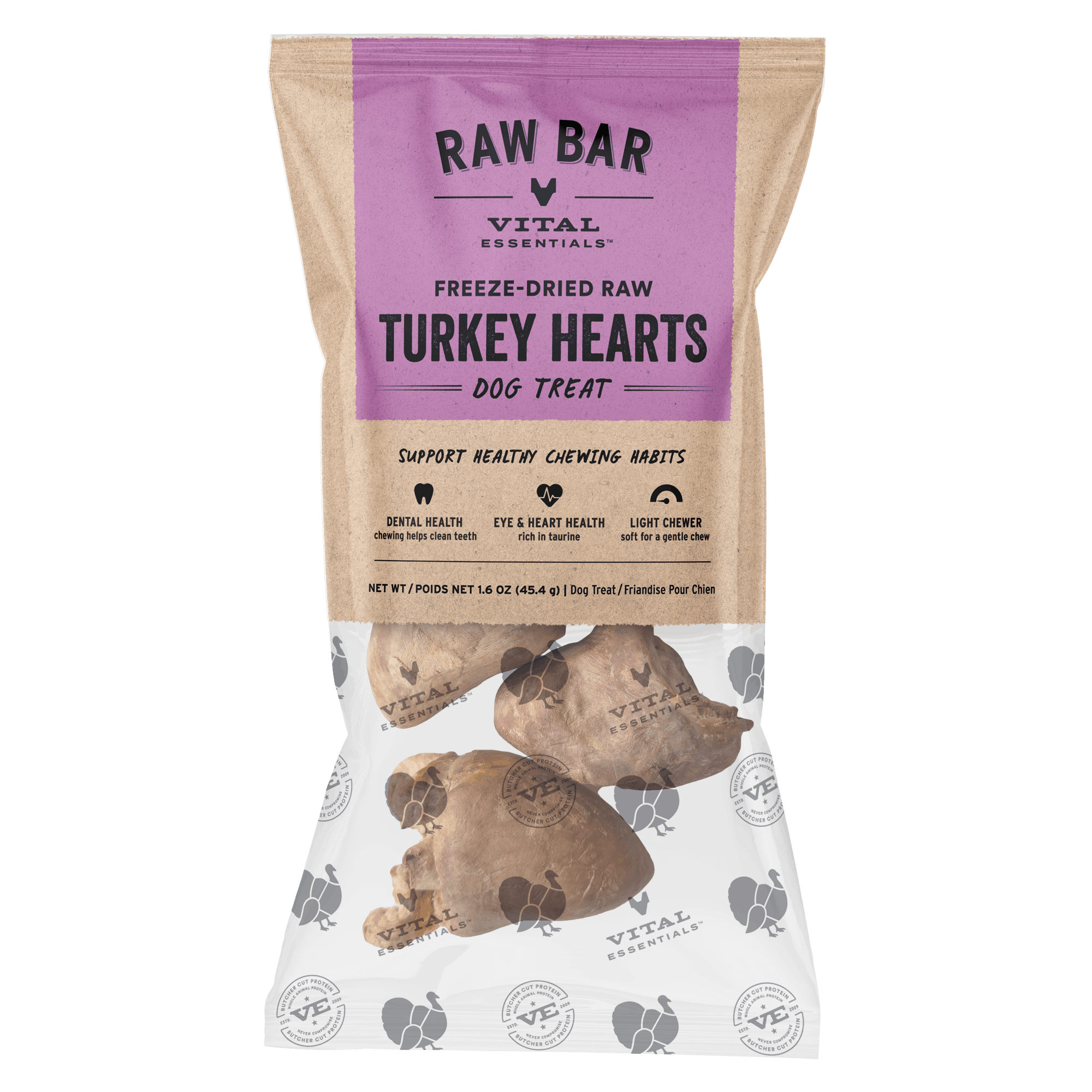 Vital Essentials RAW BAR Freeze-Dried Raw Turkey Hearts Dog Treat, 1.6 oz