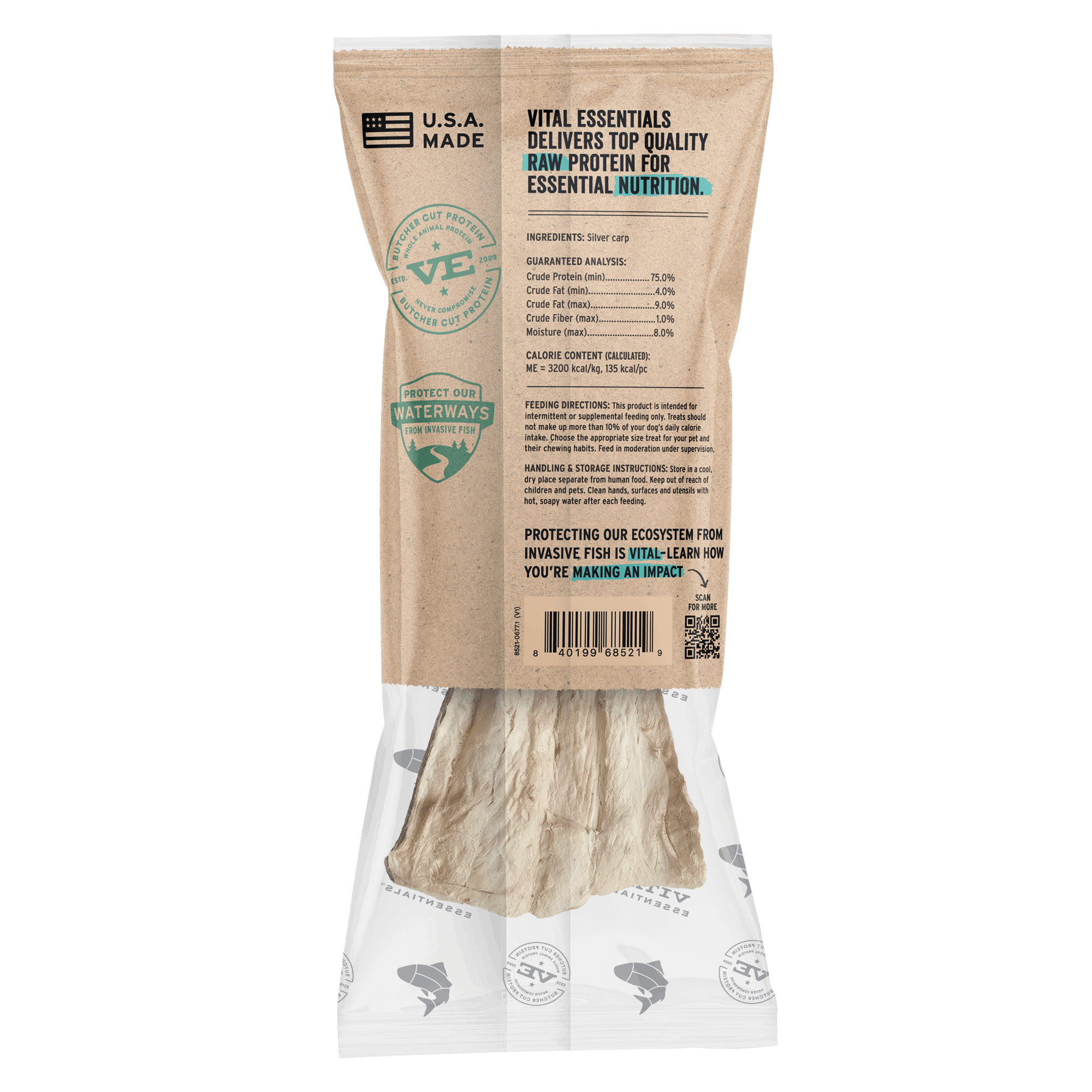 Vital Essentials RAW BAR Freeze-Dried Raw Silver Carp Filet Dog Treat, 1.12 oz