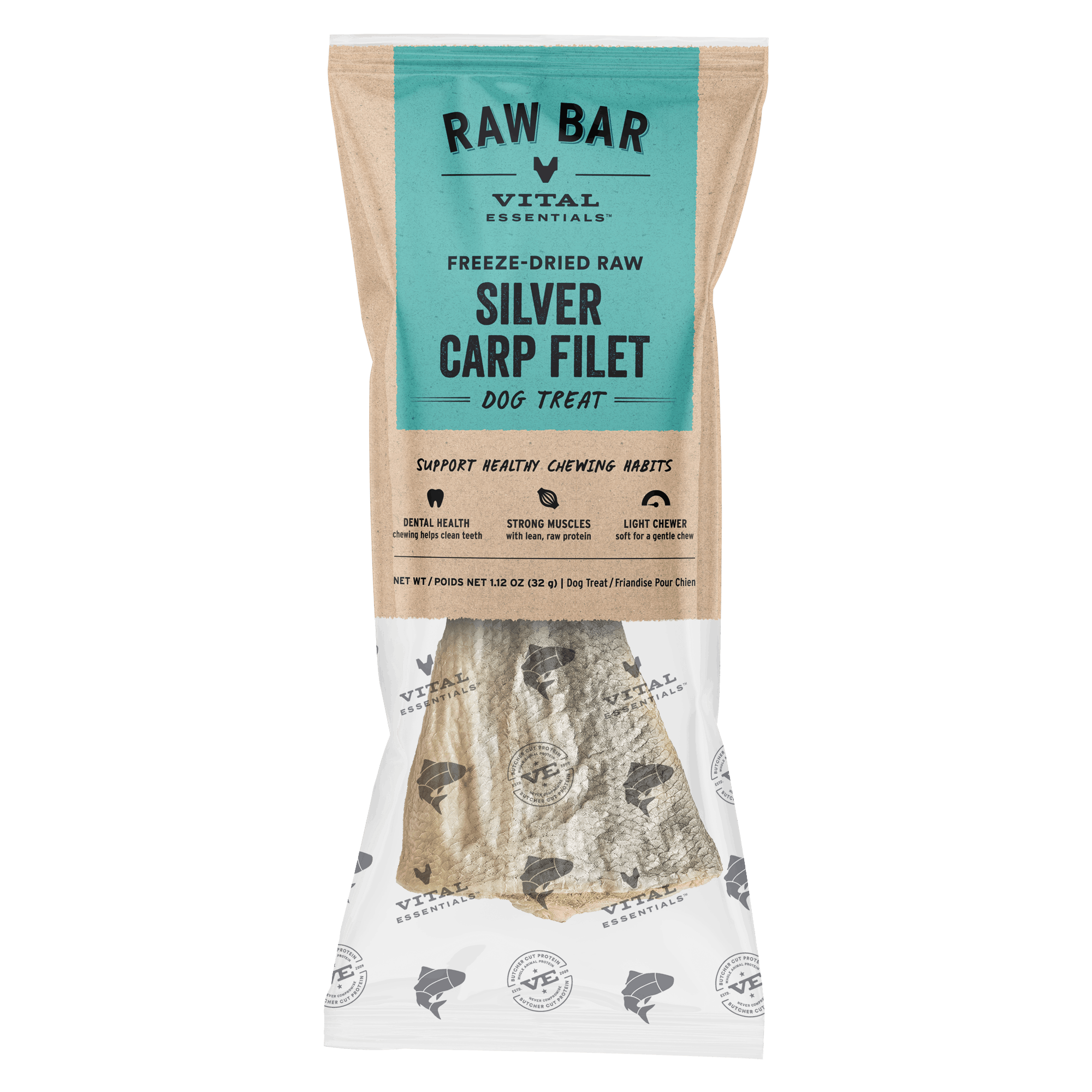 Vital Essentials RAW BAR Freeze-Dried Raw Silver Carp Filet Dog Treat, 1.12 oz