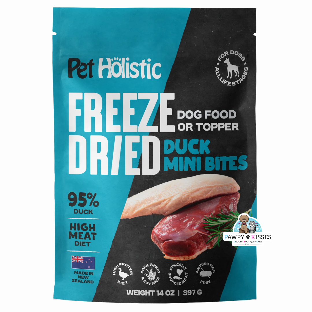 Pet Holistic Freeze Dried Duck Mini Bites dog food or topper 397g/14oz