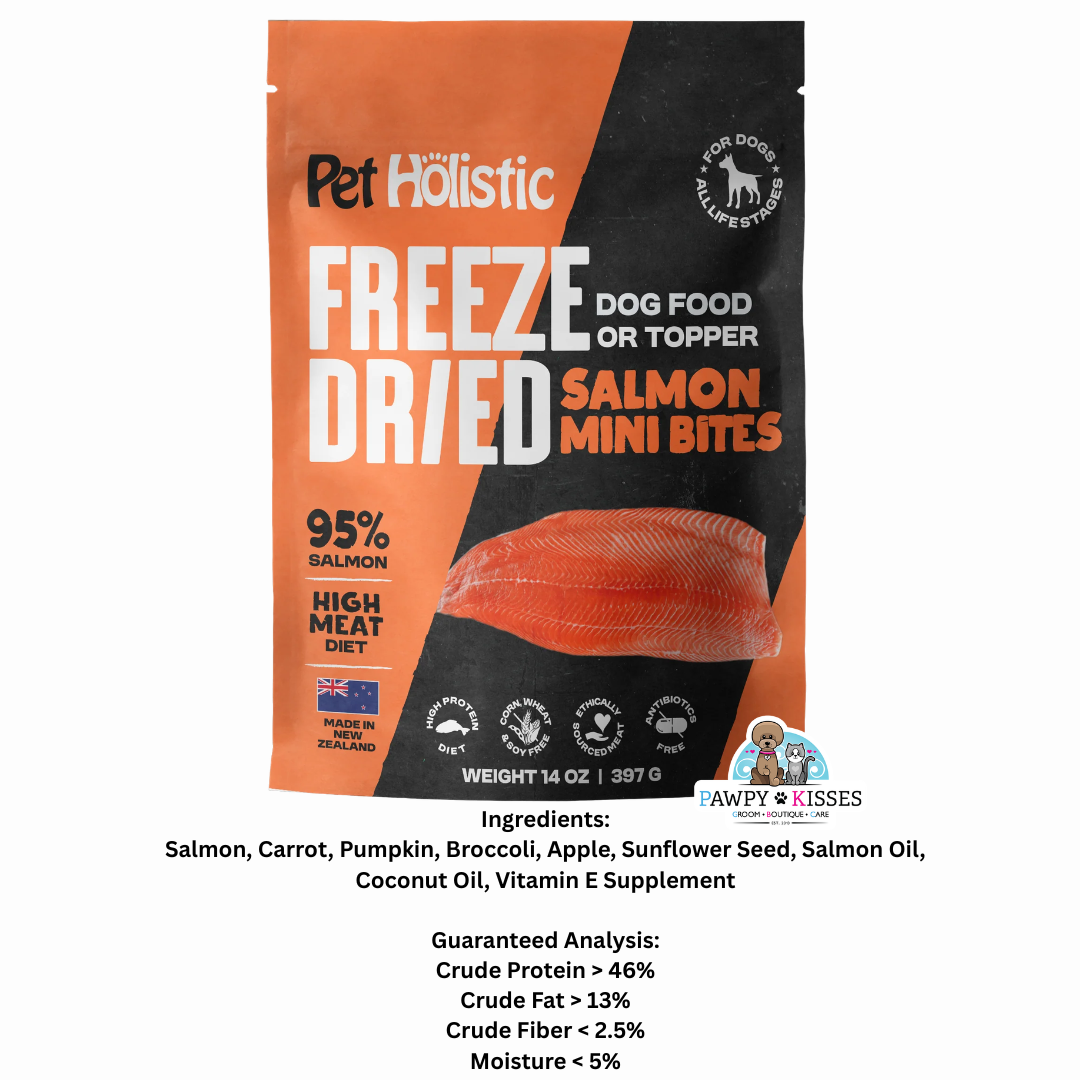 Pet Holistic Freeze Dried Salmon Mini Bites dog food or topper 325g/11.5oz