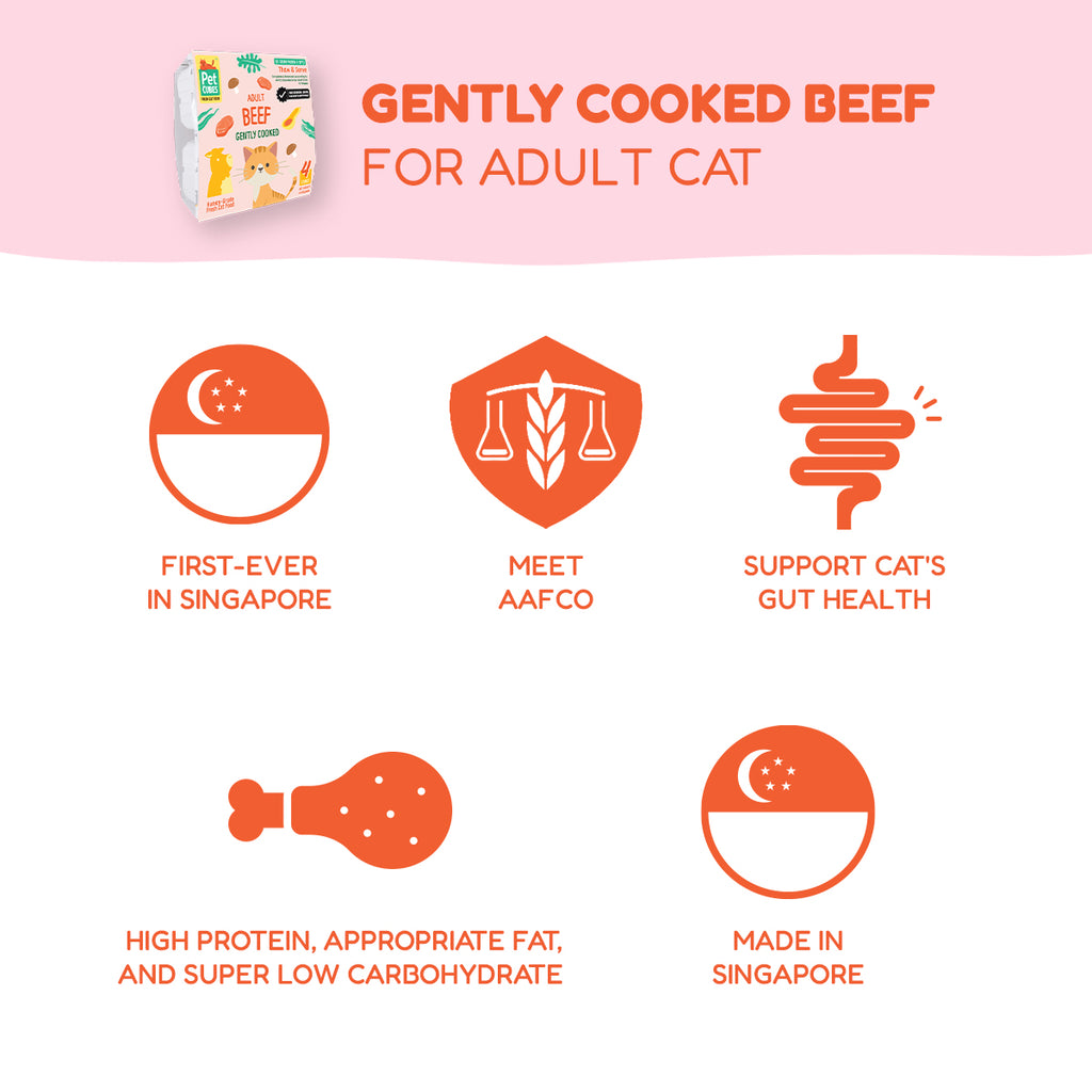 [SMOOTH] PetCubes Gently Cooked Frozen Cat Food - Beef 1.28 KG (2 Variants)