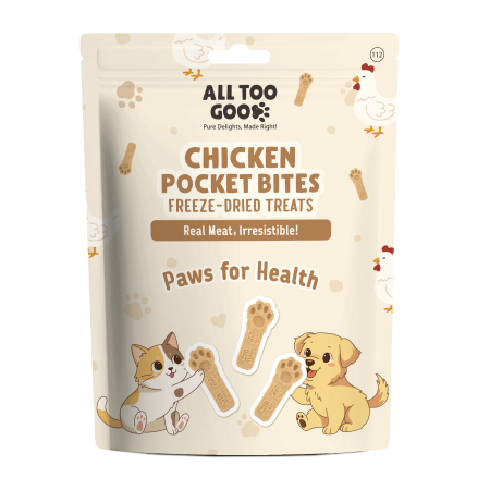 All Too Good Chicken Pocket Bites Freeze-Dried Treats Paws for Health 84g For Dogs & Cats