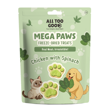 All Too Good Mega Paws Freeze-Dried Treats Chic with Spinach 54g For Dogs & Cats