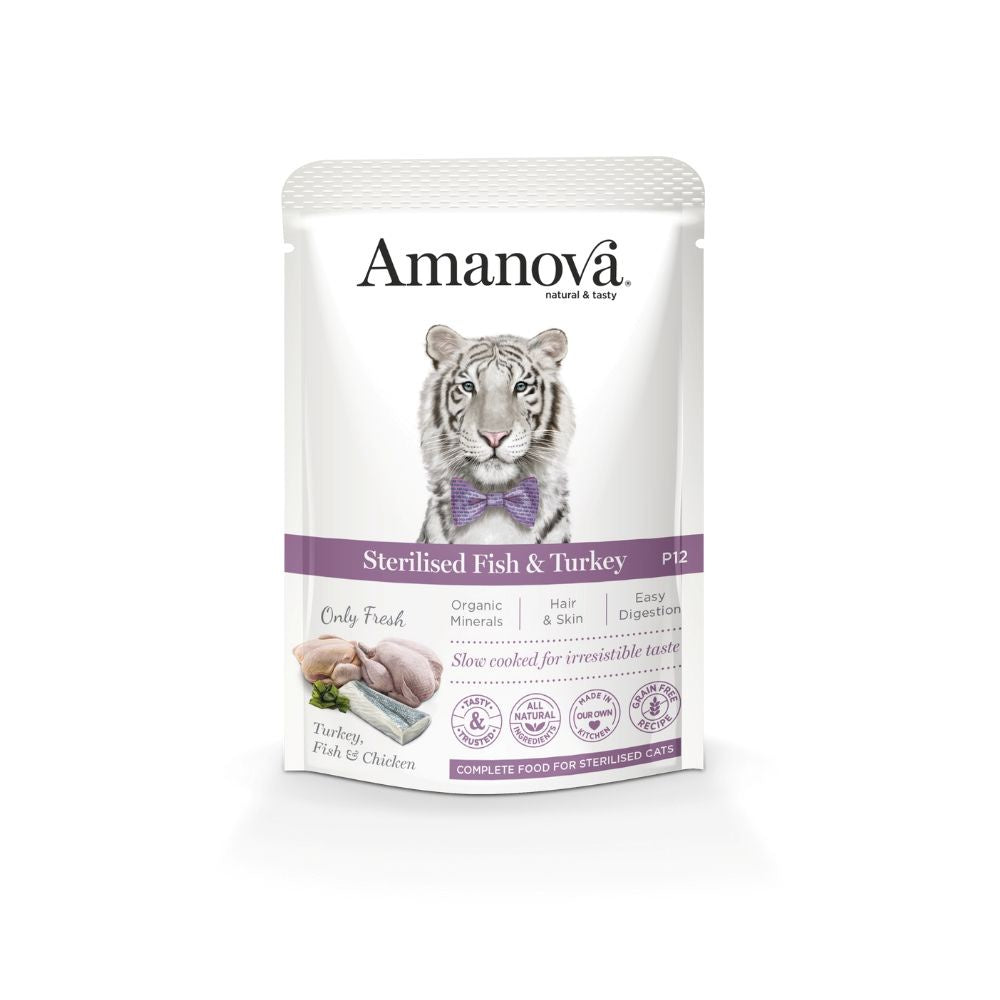 Amanova Cat Pouch Sterilized Grain-free White Fish&Turkey 85grams