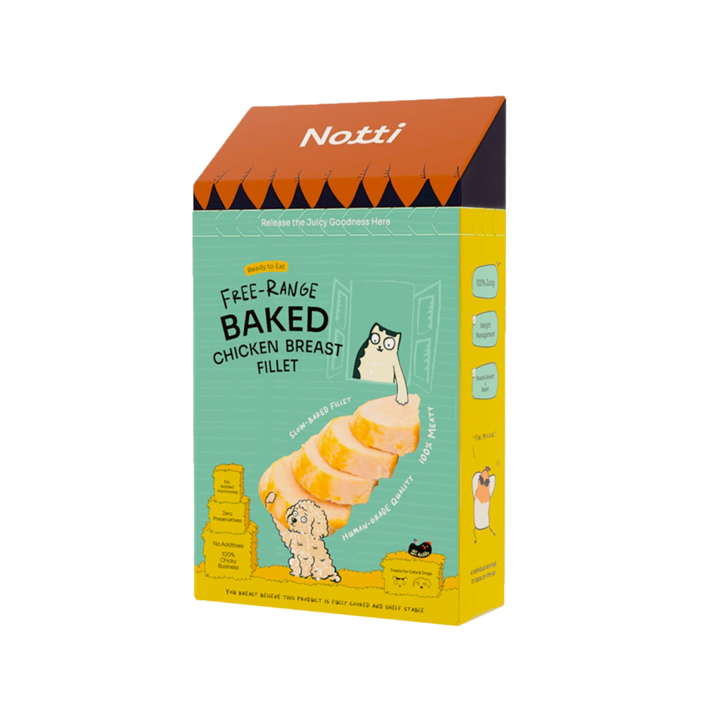 [10% OFF} "Notti Free-Range Baked  Chicken Breast Fillet  (4 x20g) 80g Treats For Dogs & Cats