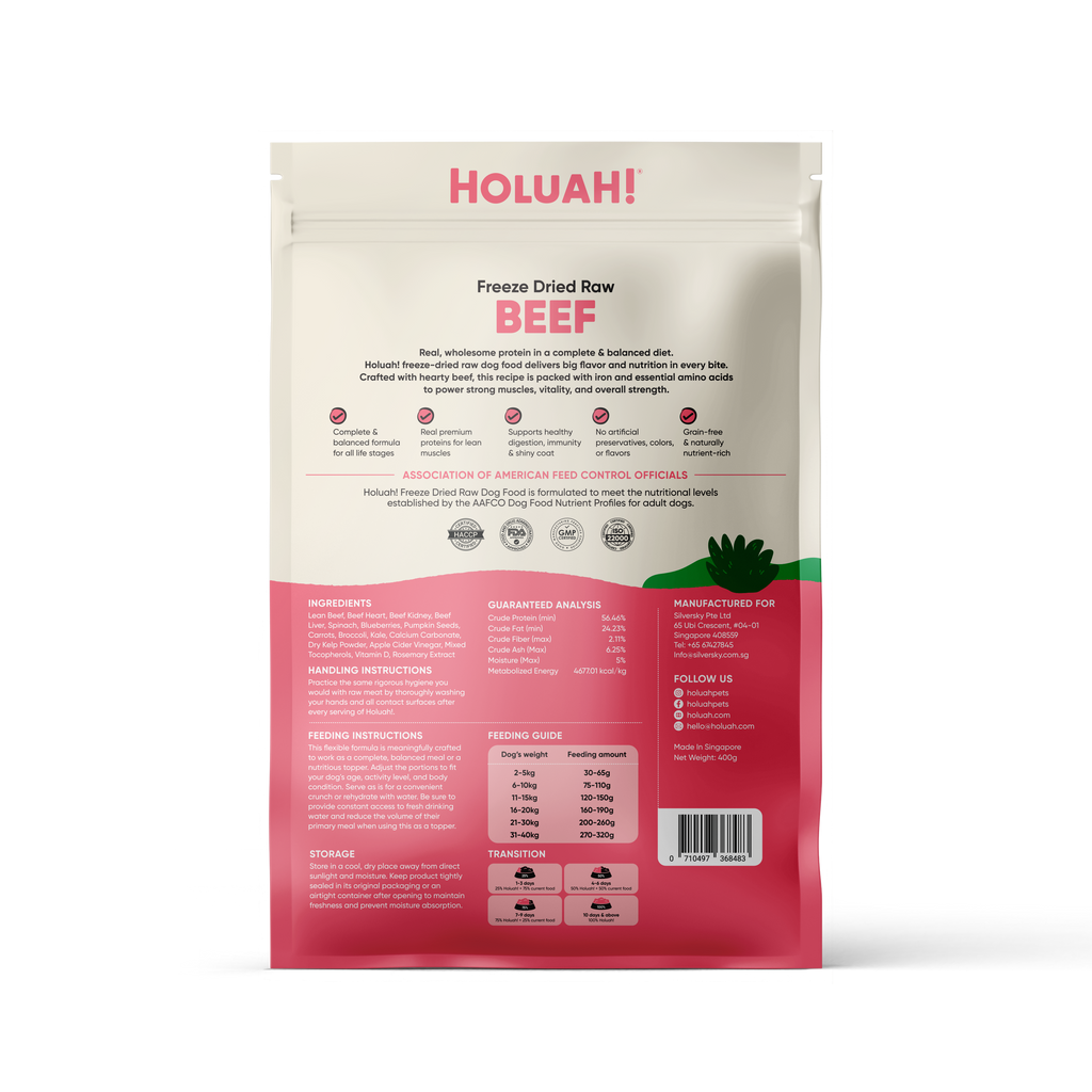 Holuah! Freeze Dried Food For Dogs - Beef 400g