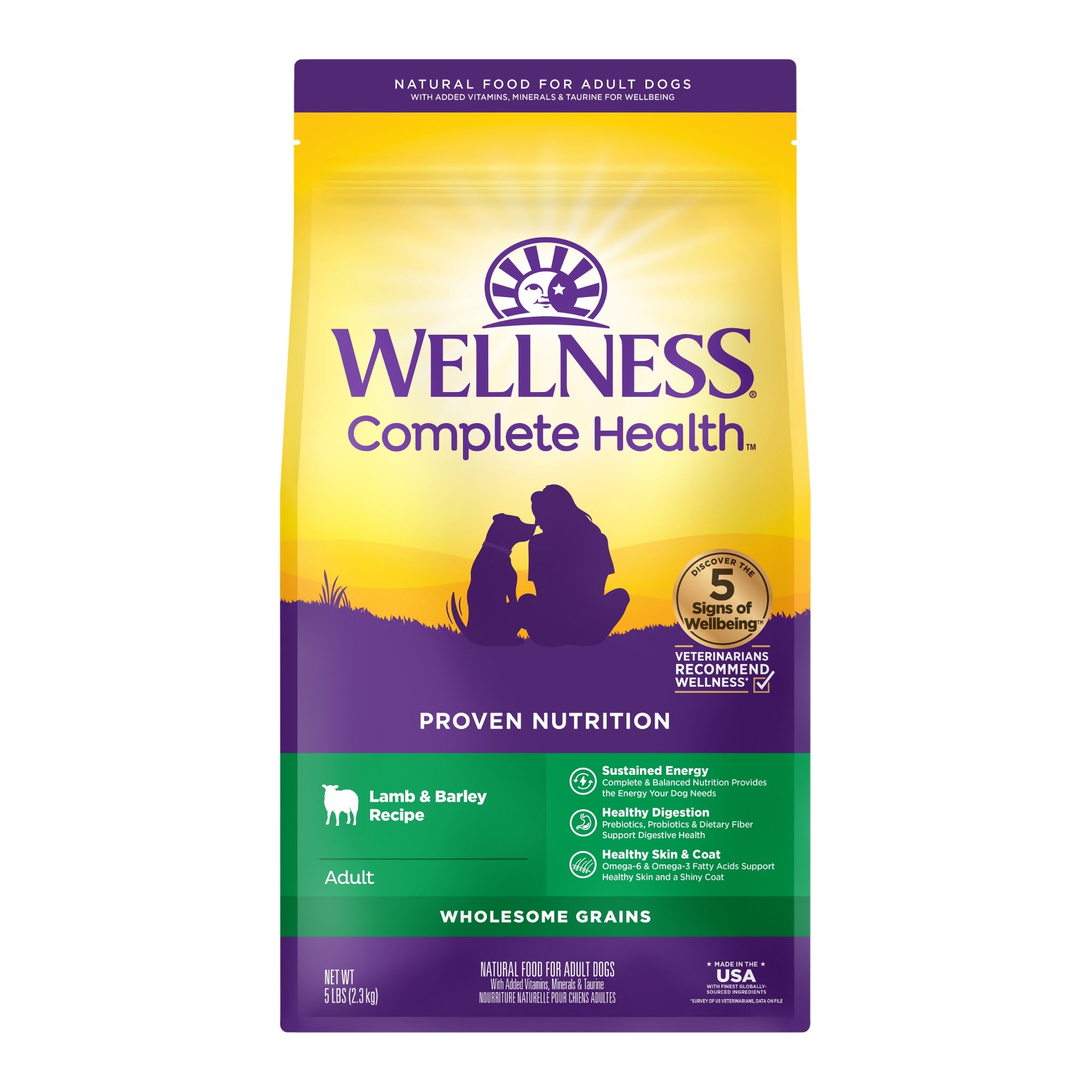 [FREE WIPE + 20% OFF] Wellness Complete Health Lamb & Barley Recipe Dry Dog Food [Weight: 5 lb / 30 lb]