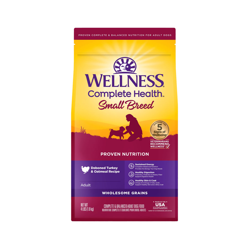 [FREE WIPE + 20% OFF] Wellness Complete Health Small Breed Turkey & Oatmeal Dry Dog Food [Weight: 4 lb/12 lb]