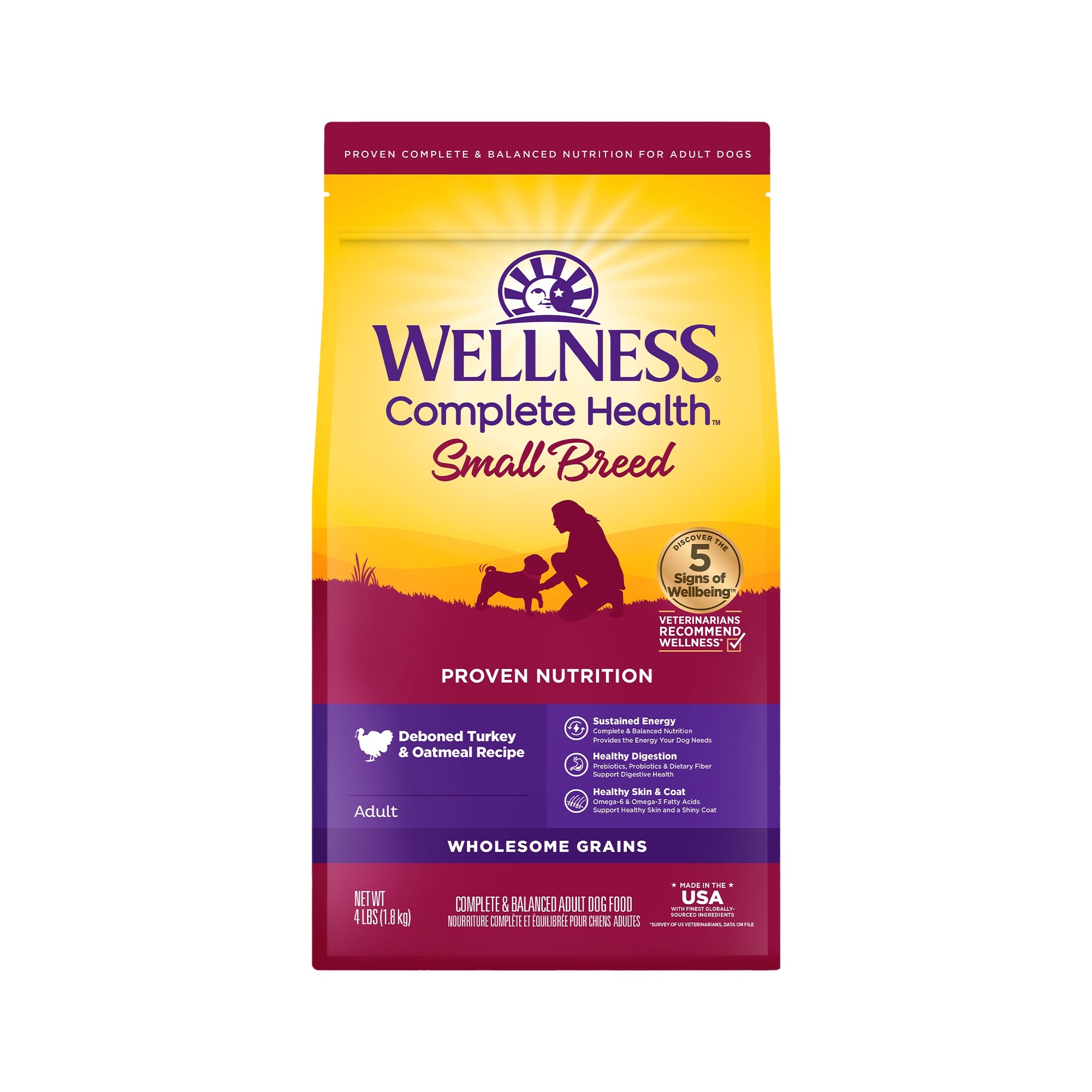 [FREE WIPE + 20% OFF] Wellness Complete Health Small Breed Turkey & Oatmeal Dry Dog Food [Weight: 4 lb/12 lb]