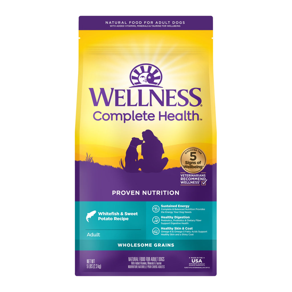 [FREE WIPE + 20% OFF]Wellness Complete Health Whitefish & Sweet Potato Recipe Dry Dog Food [Weight: 5 lb / 30lb]