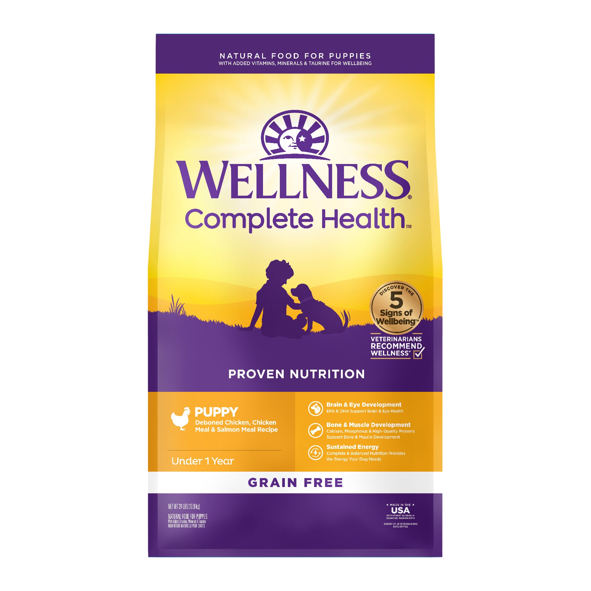 [FREE WIPE + 20% OFF] Wellness Complete Health Grain-Free Puppy Dry Dog Food [Wt: 4 lb/12lb/24lb]