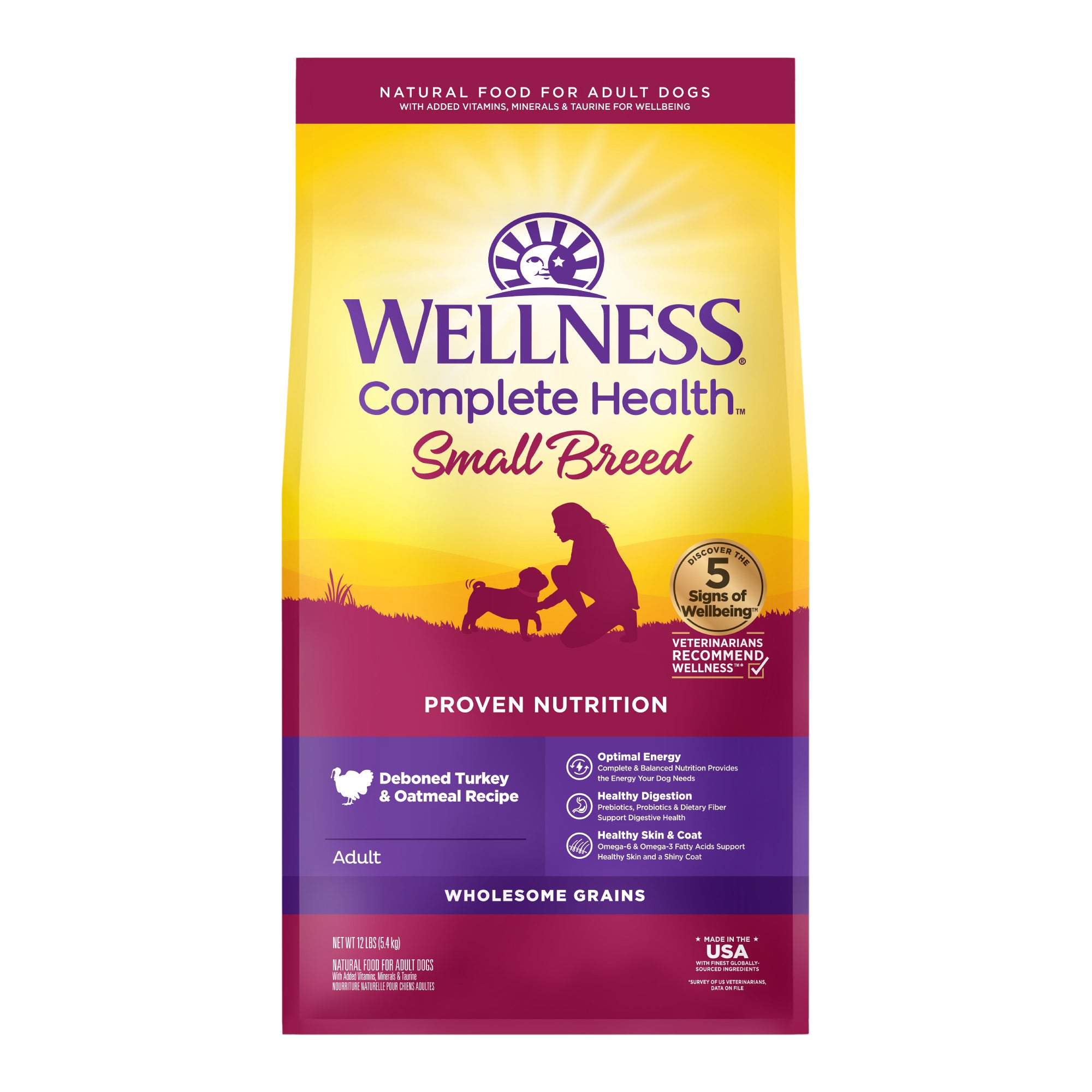 [FREE WIPE + 20% OFF] Wellness Complete Health Small Breed Turkey & Oatmeal Dry Dog Food [Weight: 4 lb/12 lb]