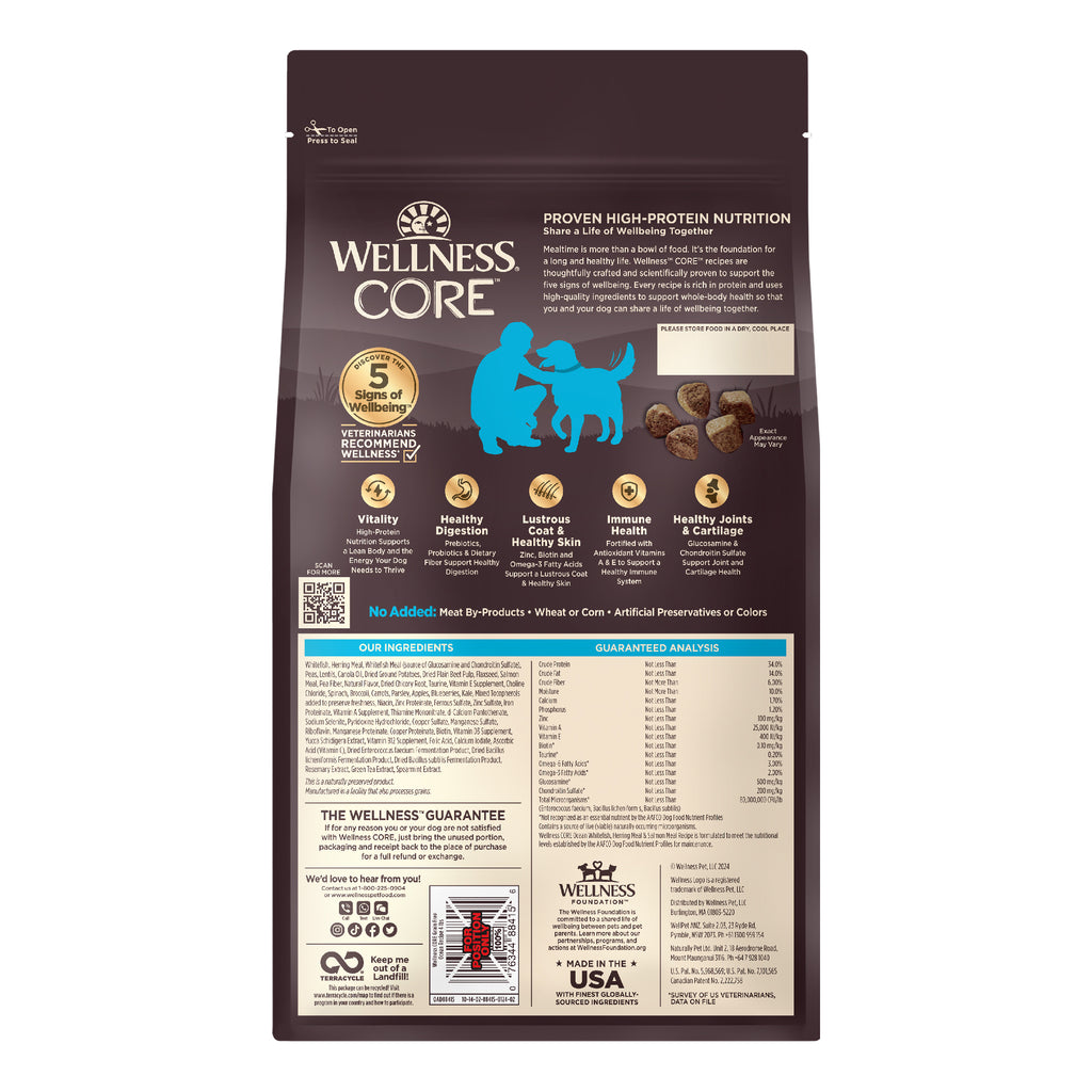 [FREE WIPE + UP TO 30% OFF]  Wellness CORE Grain-Free Ocean Formula Dry Dog Food (3 Sizes)