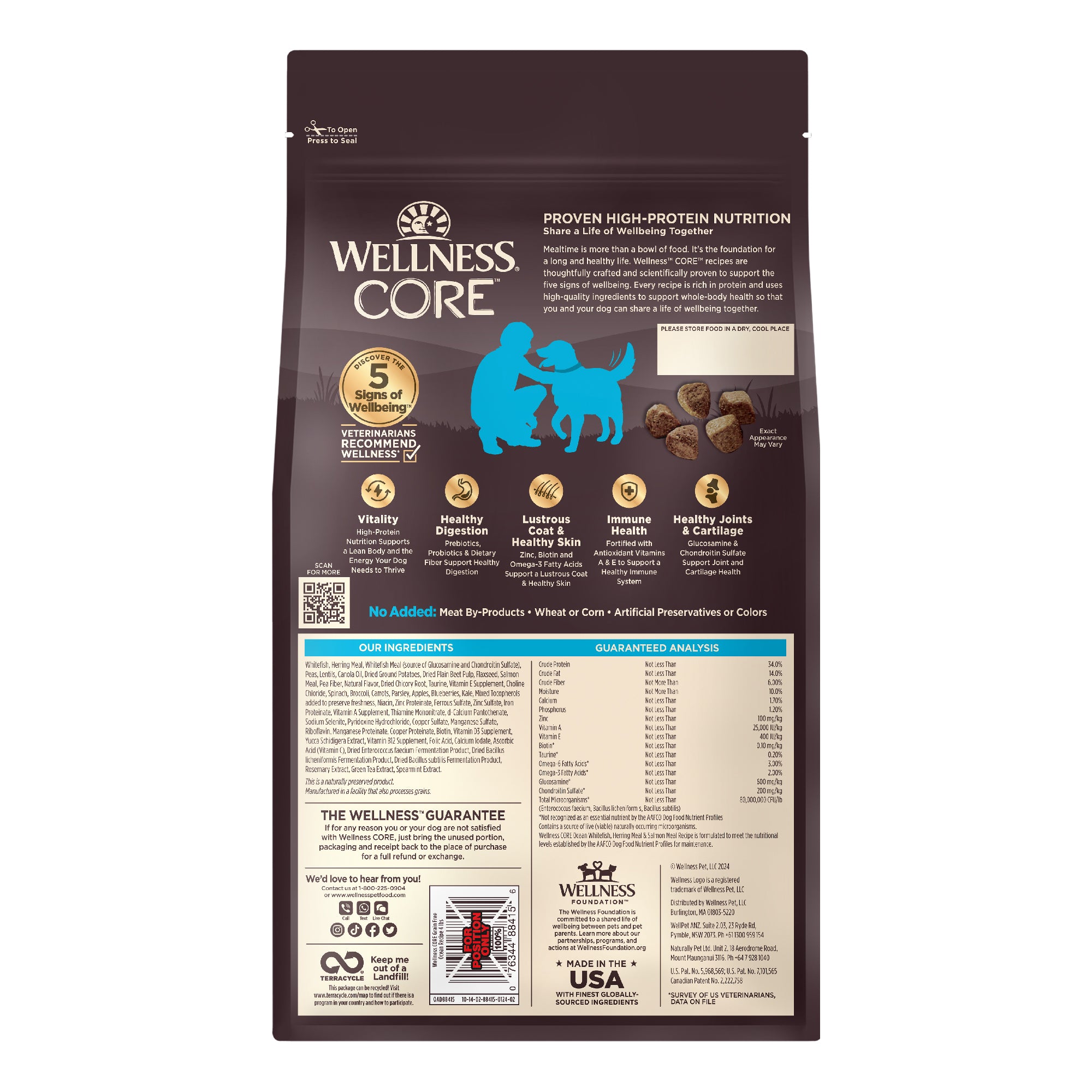 [FREE WIPE + UP TO 30% OFF]  Wellness CORE Grain-Free Ocean Formula Dry Dog Food (3 Sizes)