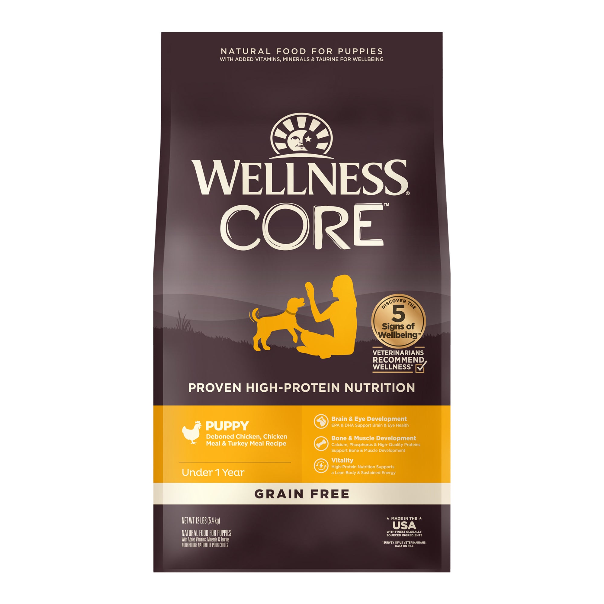 [FREE WIPE + UP TO 30% OFF]  Wellness CORE Grain-Free Puppy Formula Dry Dog Food (3 Sizes)