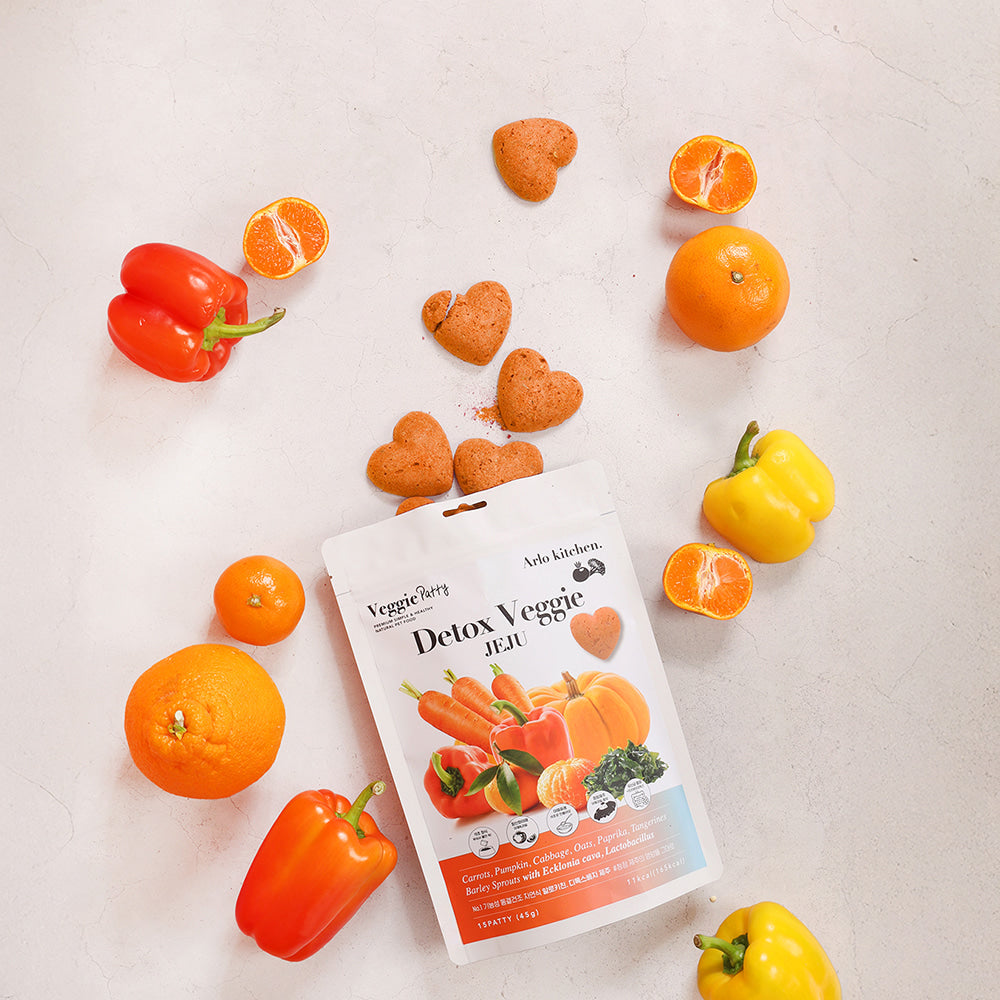 Arlo Kitchen -Freeze Dried Dog Treat Detox JEJU 15 pcs (45g) With Barley Sprouts, Ecklonia Cava & Tangerine | Antioxidant and Immunity