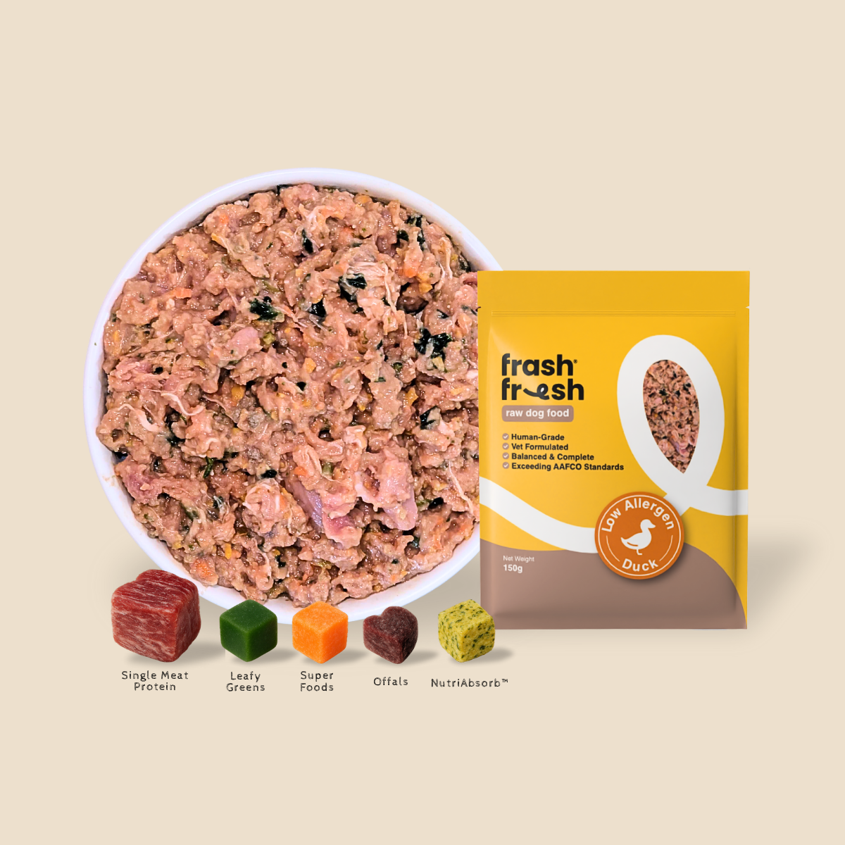 FRASH FRESH Raw Dog Food with NutriAbsorb™ (Low-Allergen Duck) 2.25kg