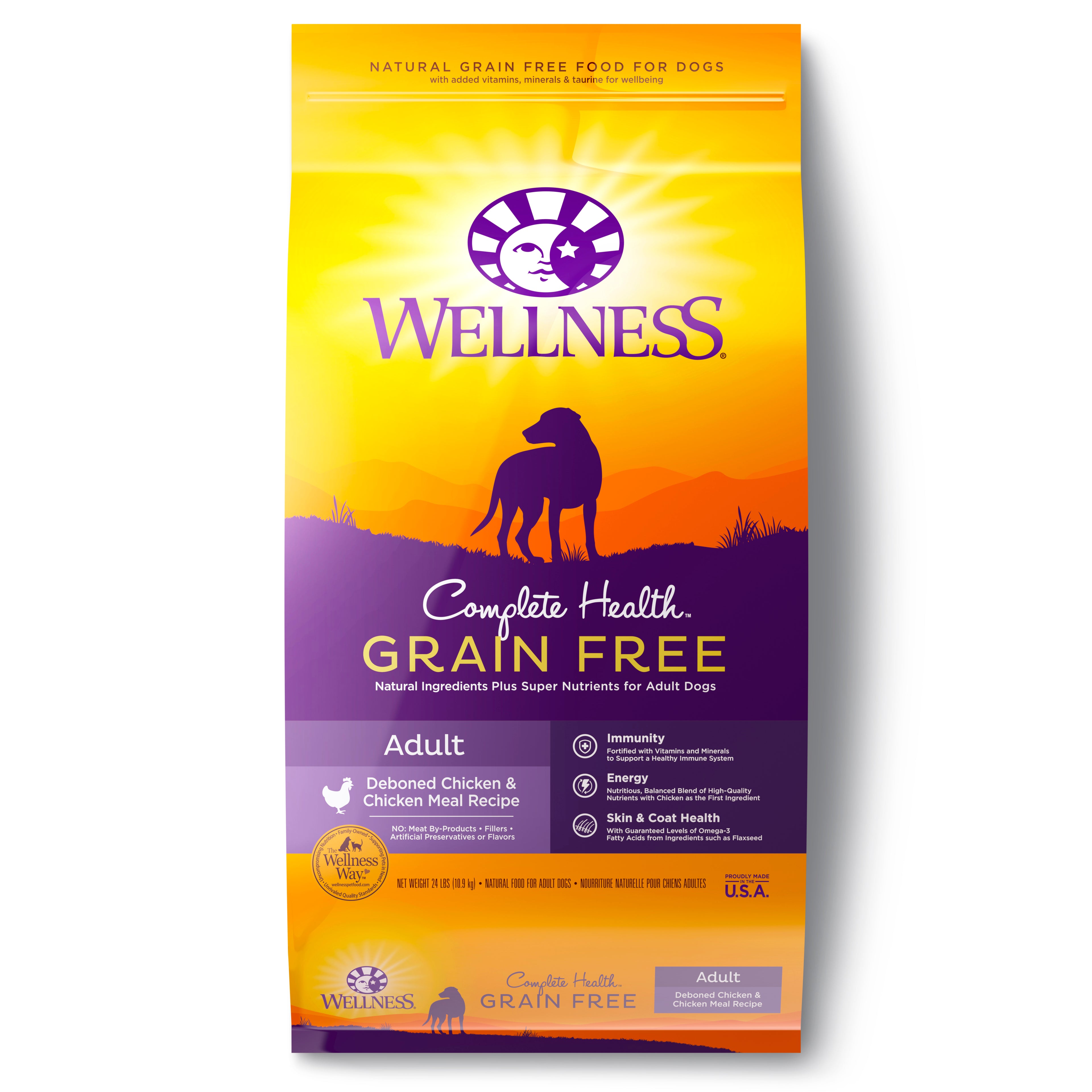 [FREE WIPE + 20% OFF] Wellness Complete Health Grain Free Adult Deboned Chicken & Chicken Meal Recipe Dry Dog Food [Wt: 4 lb / 24lbs]