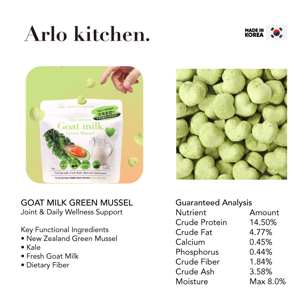 Arlo Kitchen Goat Milk Treats 30g For Dogs & Cats- Green Mussel I Made In Korea