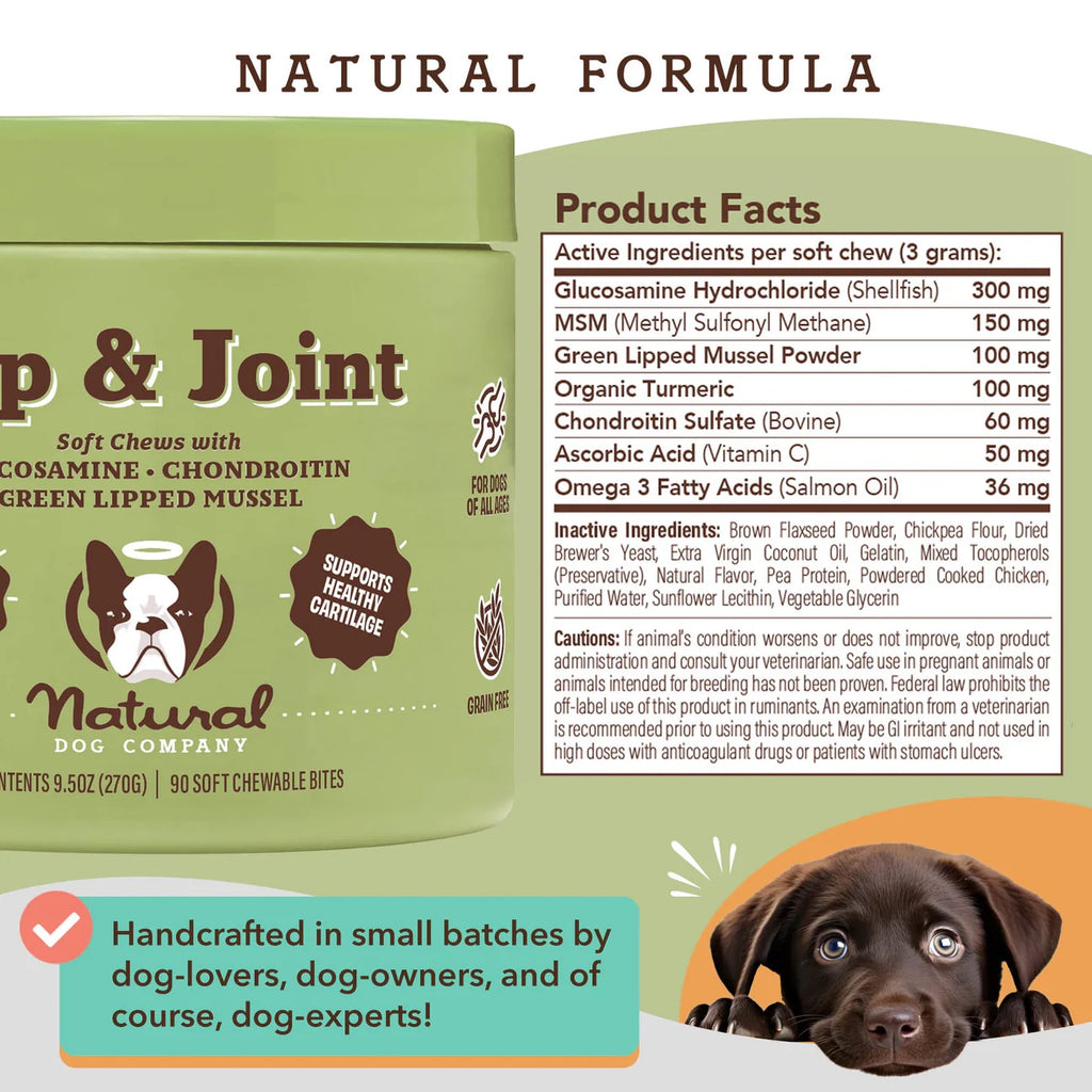 Natural Dog Company Hip & Joint Supplement For Dogs (90 Chews)
