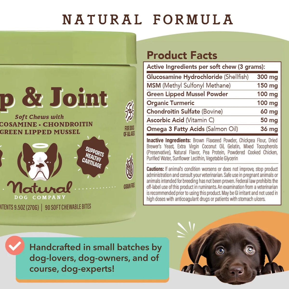 Natural Dog Company Hip & Joint Supplement For Dogs (90 Chews)