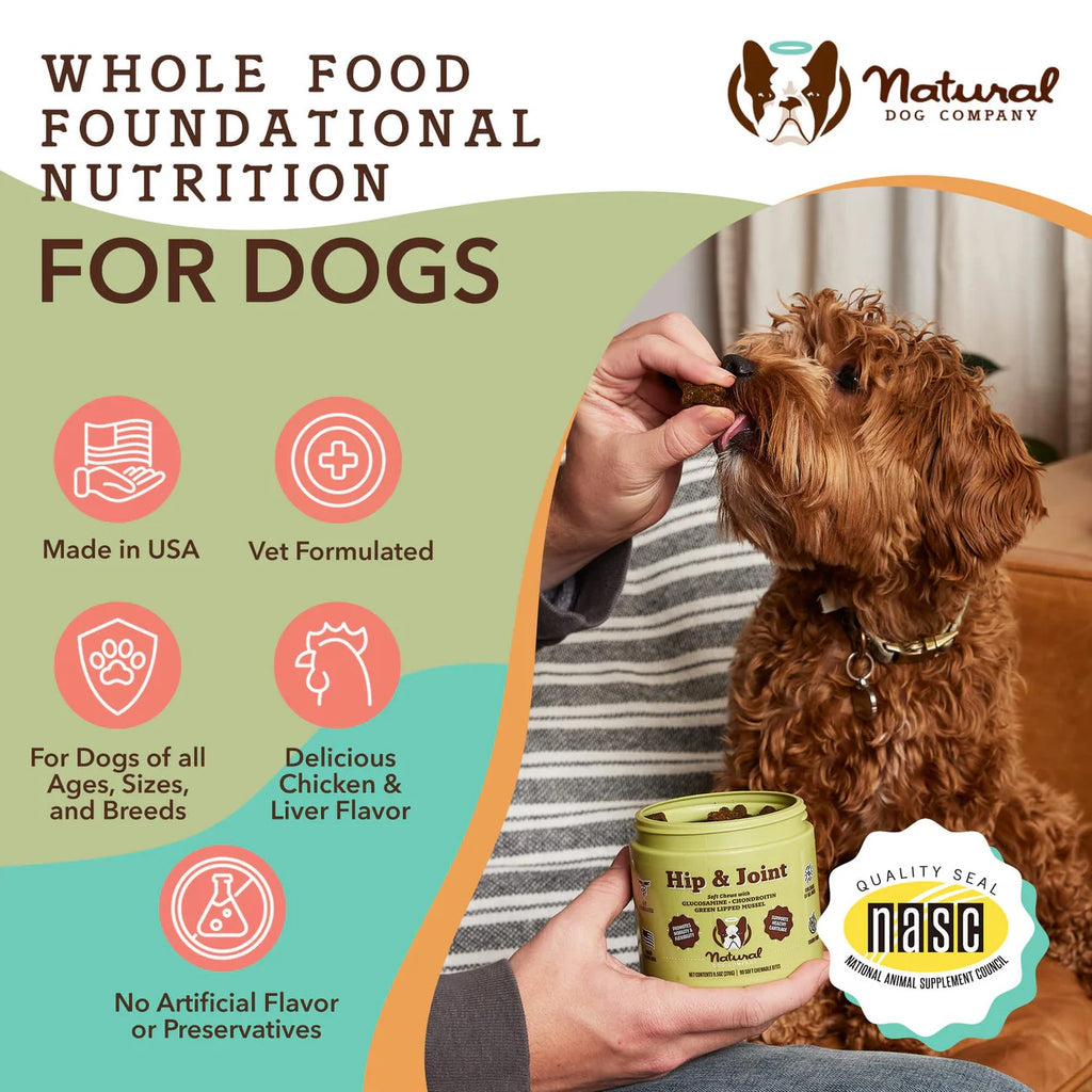 Natural Dog Company Hip & Joint Supplement For Dogs (90 Chews)