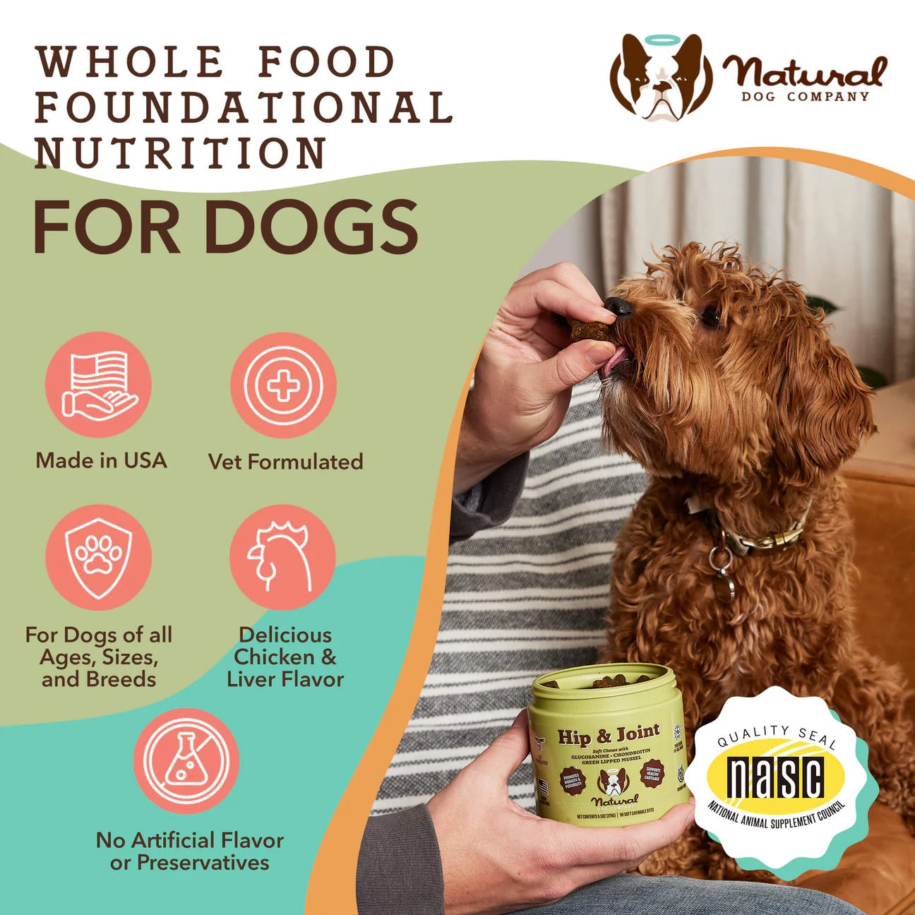 Natural Dog Company Hip & Joint Supplement For Dogs (90 Chews)