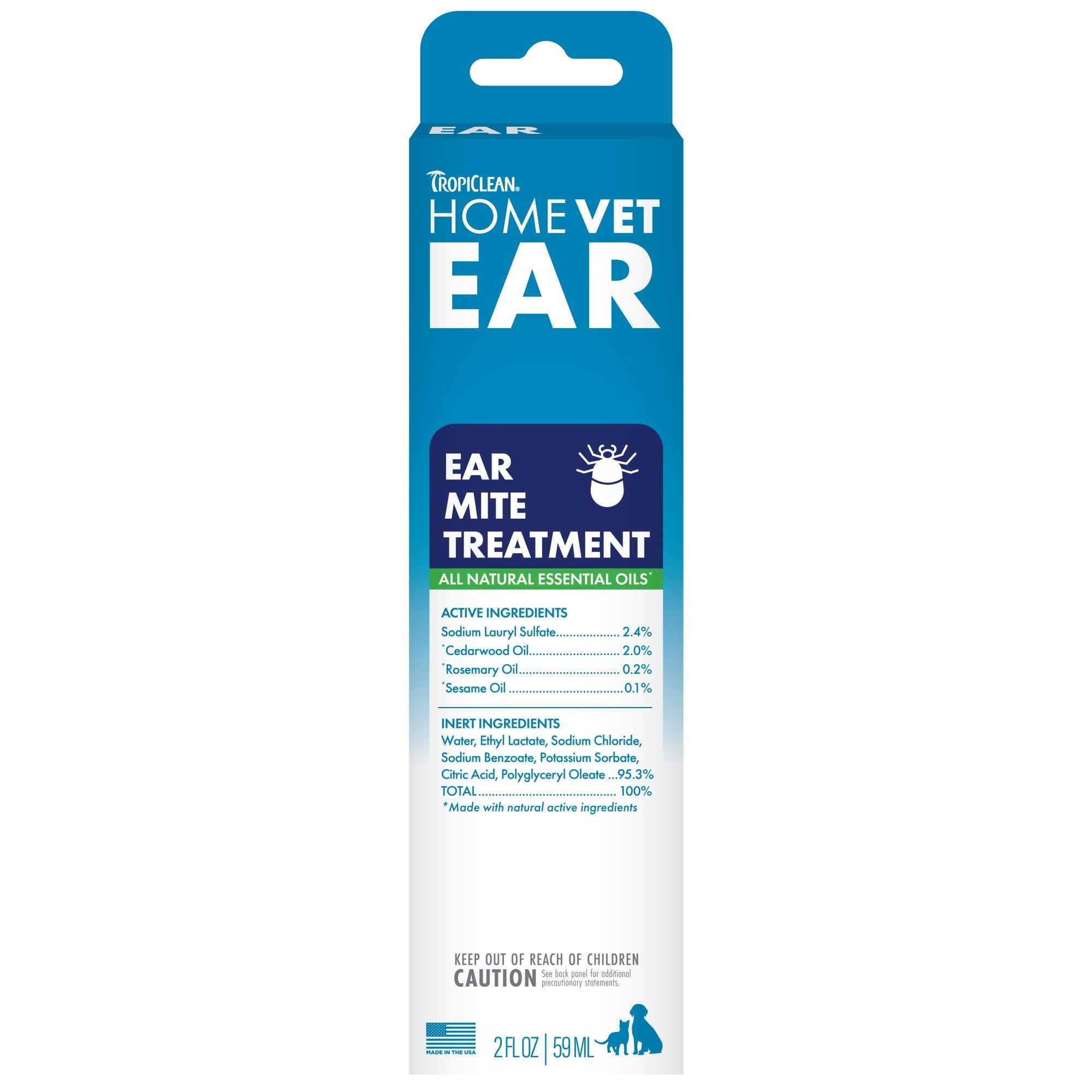 [20% OFF] TropiClean HomeVet Ear Mite Treatment For Dogs & Cats 2oz