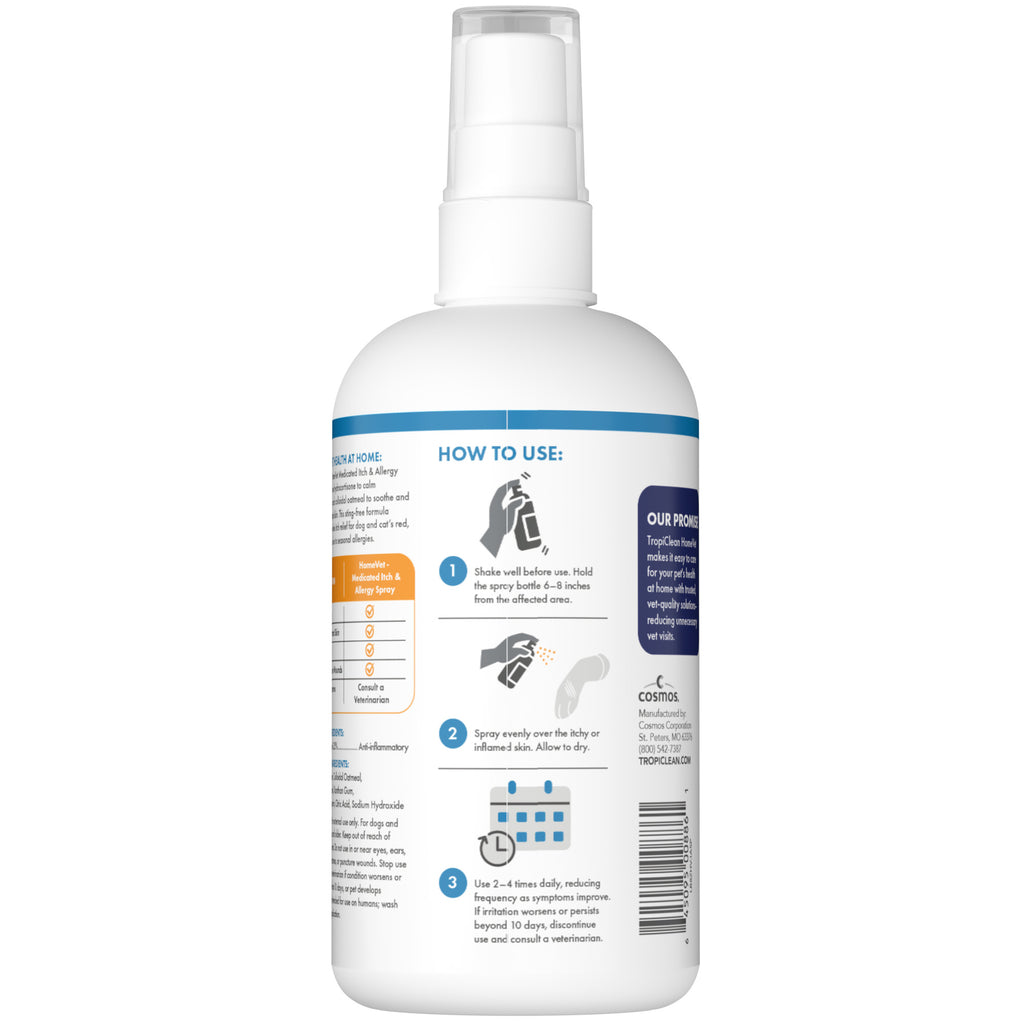 [20% OFF] TropiClean HomeVet Itch and Allergy Spray For Dogs & Cats 8oz