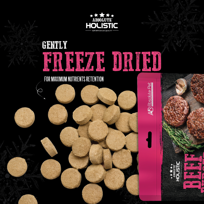 Absolute Holistic Freeze Dried Raw Treats for Cats & Dogs - Beef Burger (60g)