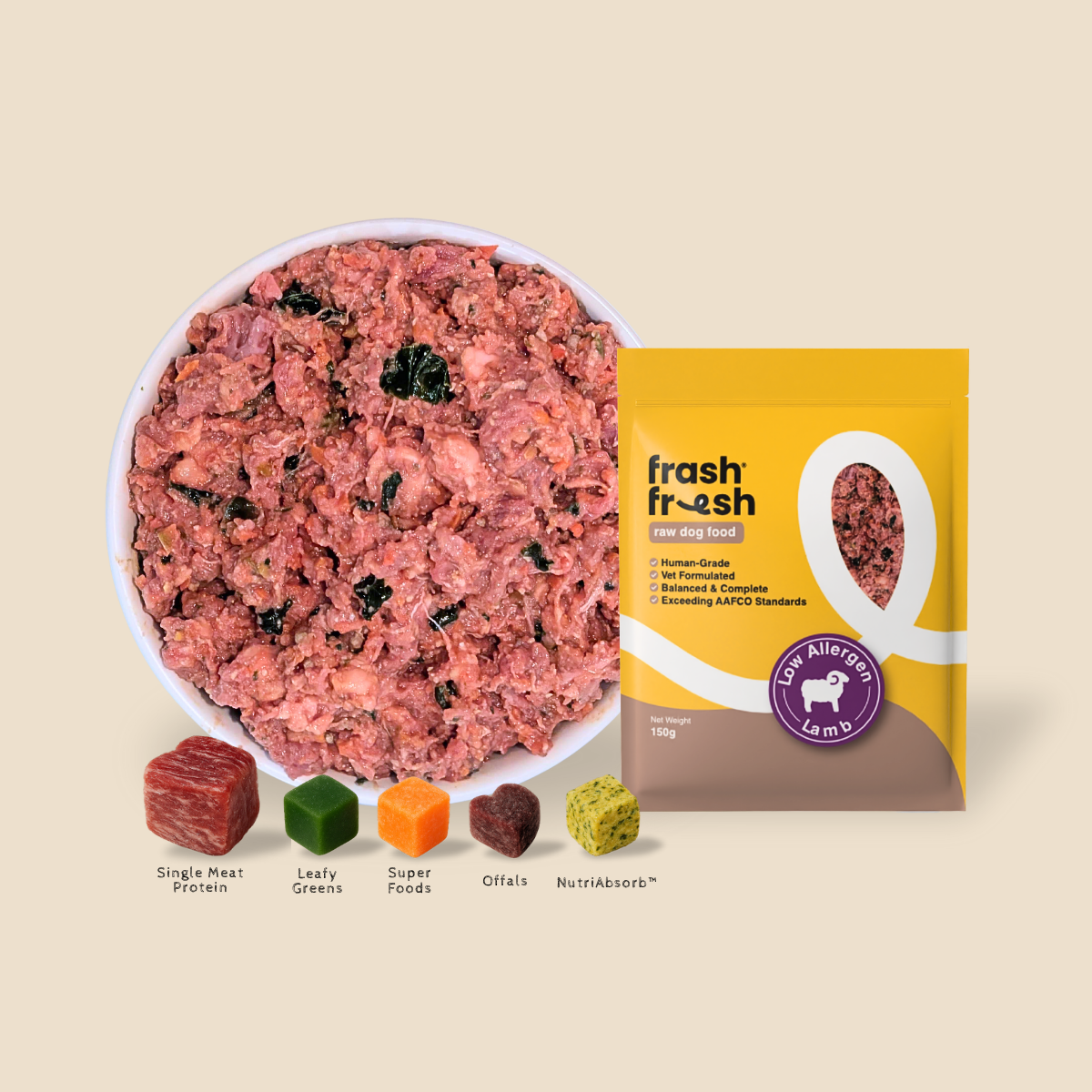 FRASH FRESH Raw Dog Food with NutriAbsorb™ (Low-Allergen Lamb) 2.25KG