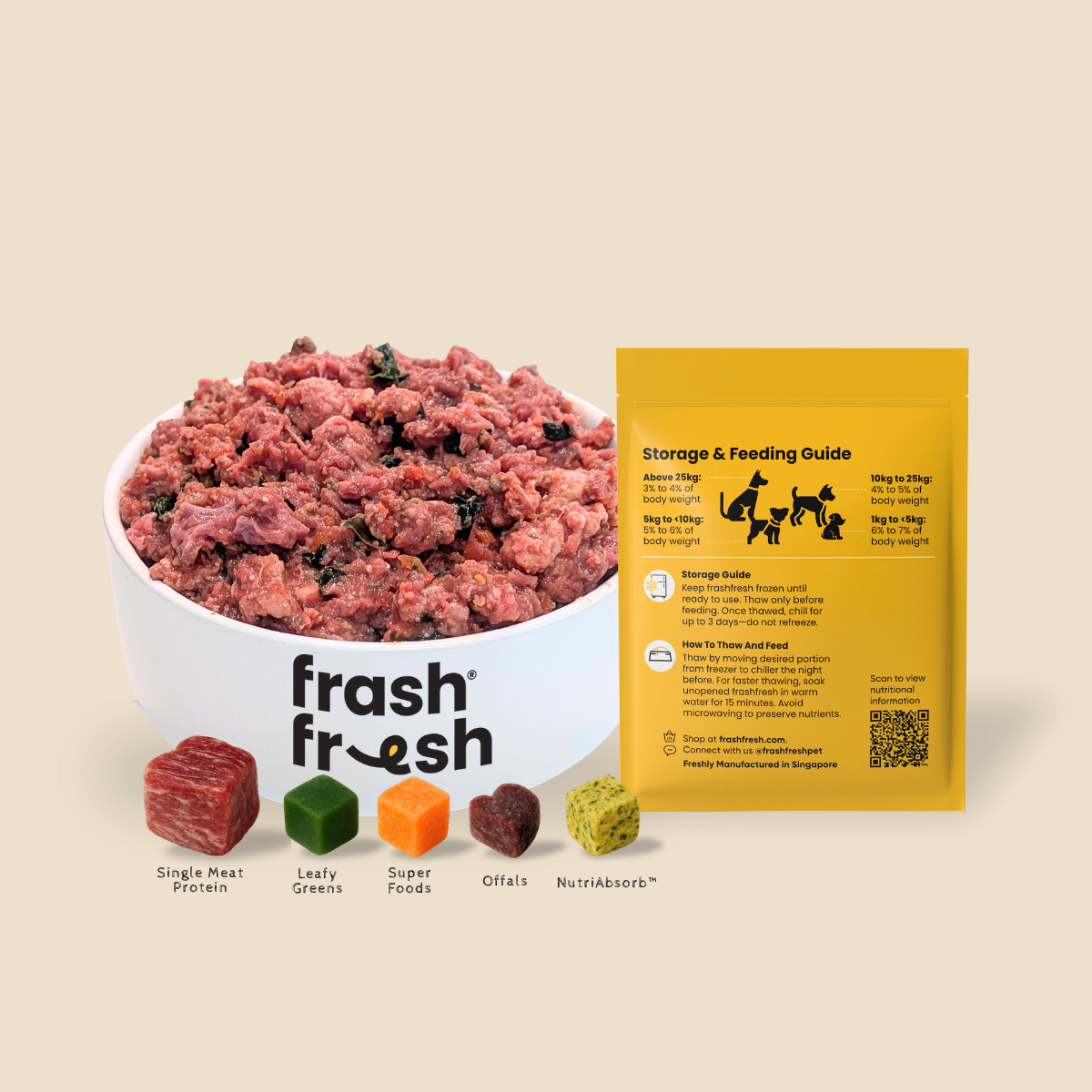 FRASH FRESH Raw Dog Food with NutriAbsorb™ (Low-Allergen Lamb) 2.25KG