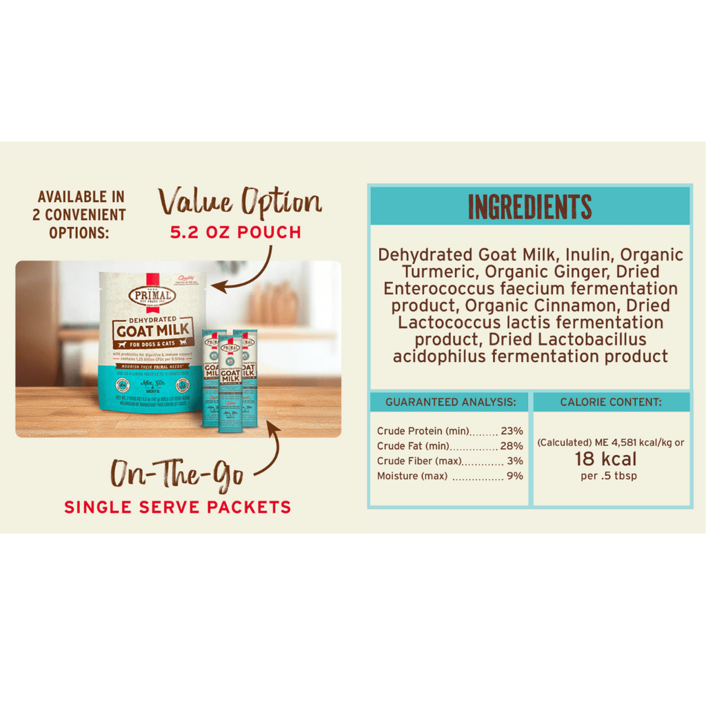 Primal Dog & Cat Dehydrated Goat Milk with Probiotics 5.2oz