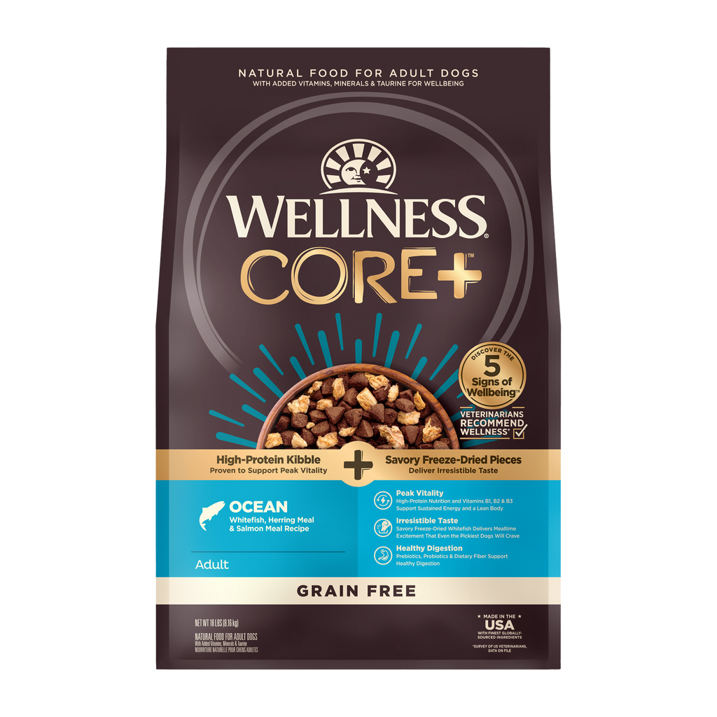 [FREE WIPE + 20% OFF] Wellness CORE+ RawRev - Kibble + Freeze-Dried Pieces Grain-Free Dry Dog Food 10lb&18-20lb | 5 Recipe