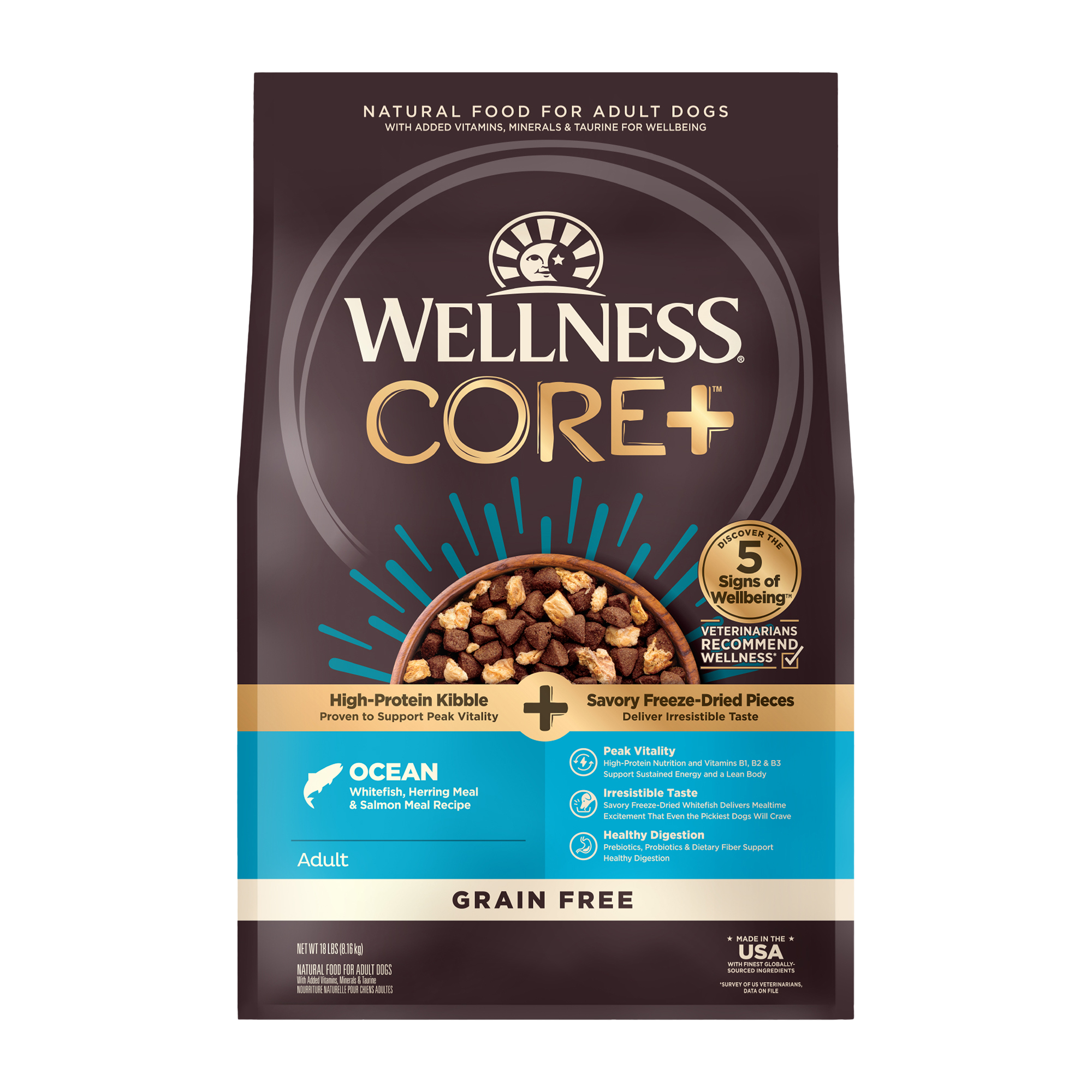 [FREE WIPE + 20% OFF] Wellness CORE+ RawRev - Kibble + Freeze-Dried Pieces Grain-Free Dry Dog Food 10lb&18-20lb | 5 Recipe