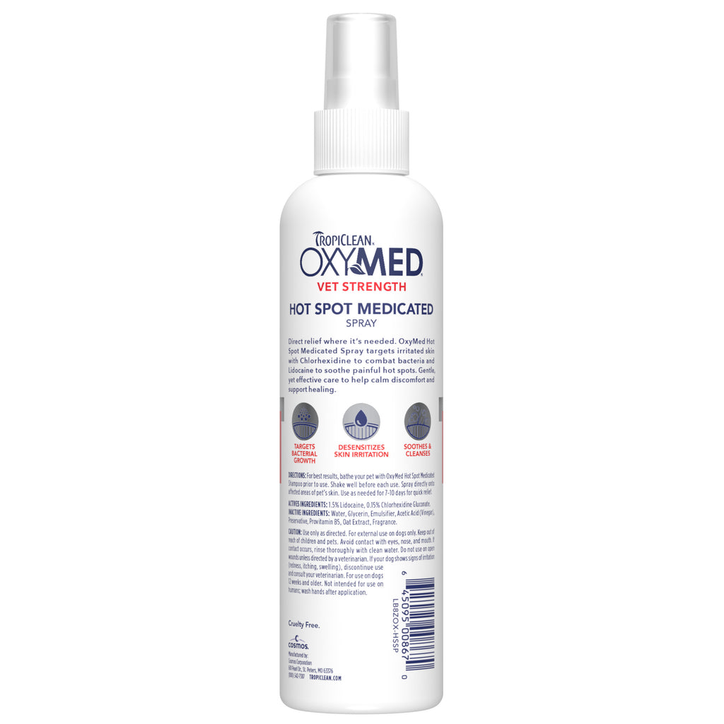 [20% OFF] NEW TropiClean OxyMed Hot Spot Spray, 8oz For Dogs