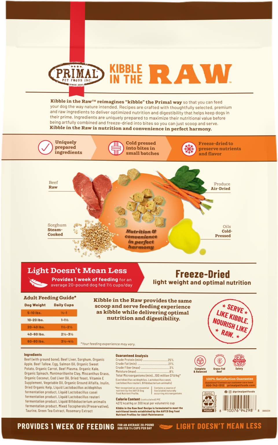 Primal Dog Kibble in the Raw Freeze Dried Beef 1.5lbs