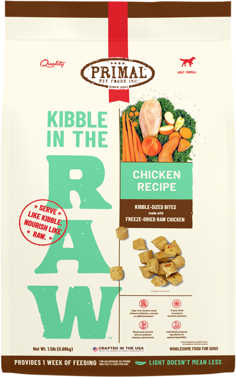 Primal Dog Kibble in the Raw Freeze Dried Chicken 1.5lbs