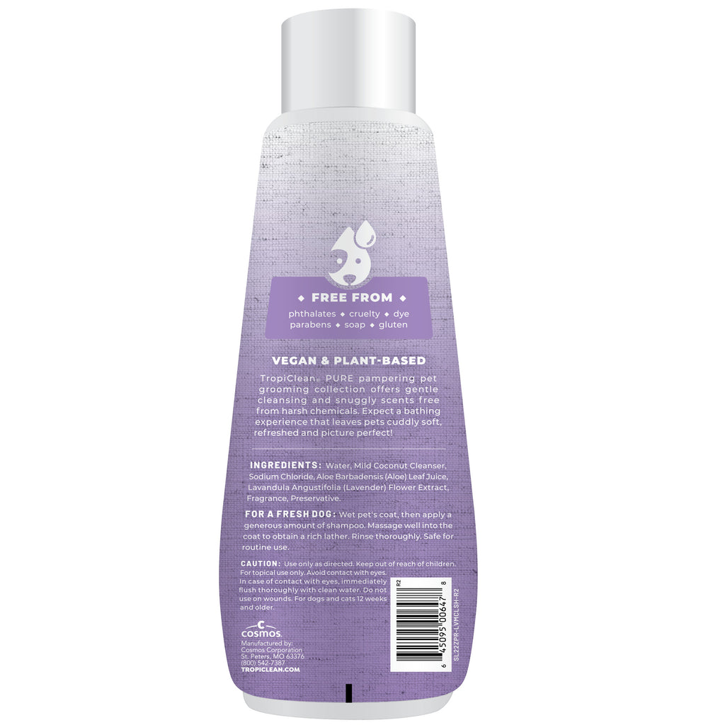 TropiClean PURE Lavender Mist Calming Shampoo 22oz For Dogs