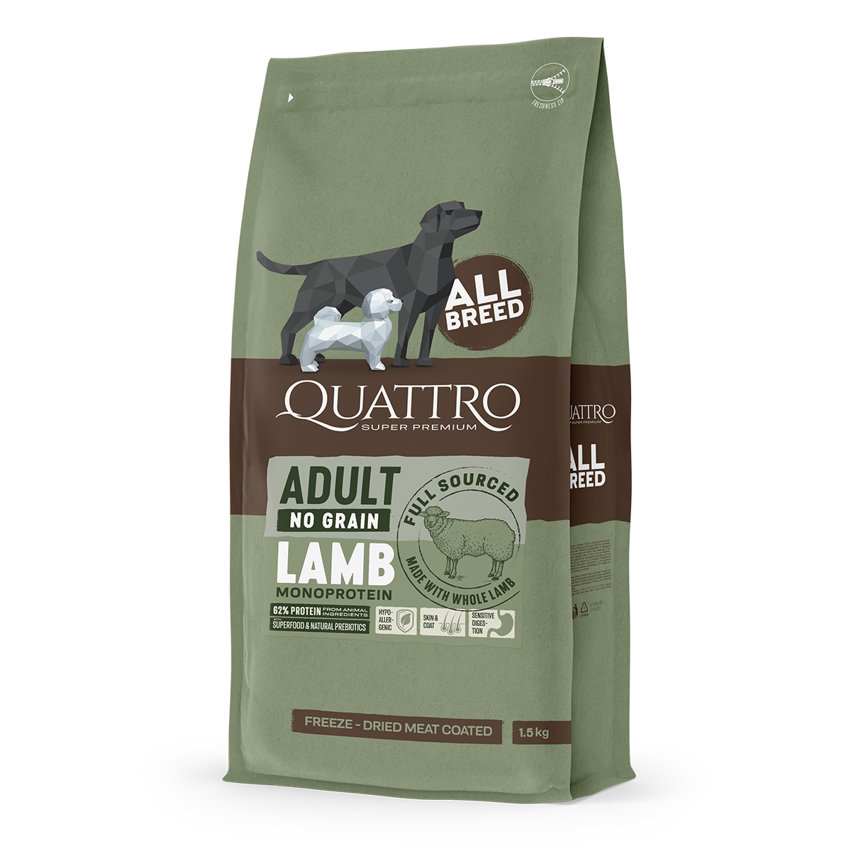Quattro Adult All Breed No Grain Dry Dog Food - Lamb (2 Sizes)
