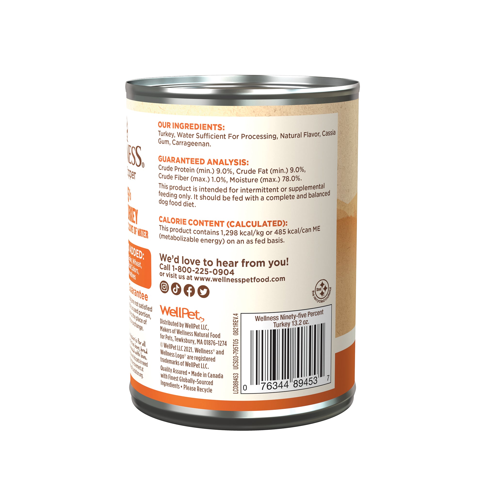 (20% OFF) Wellness 95% Turkey Recipe Wet Dog Food [Weight: 13.2 oz]